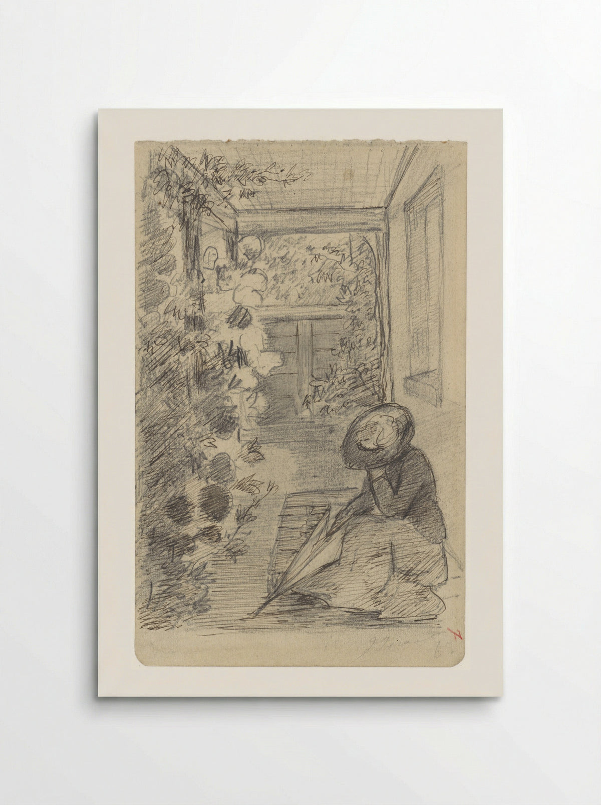 Zittende vrouw op een veranda - Jozef Israëls - Poster