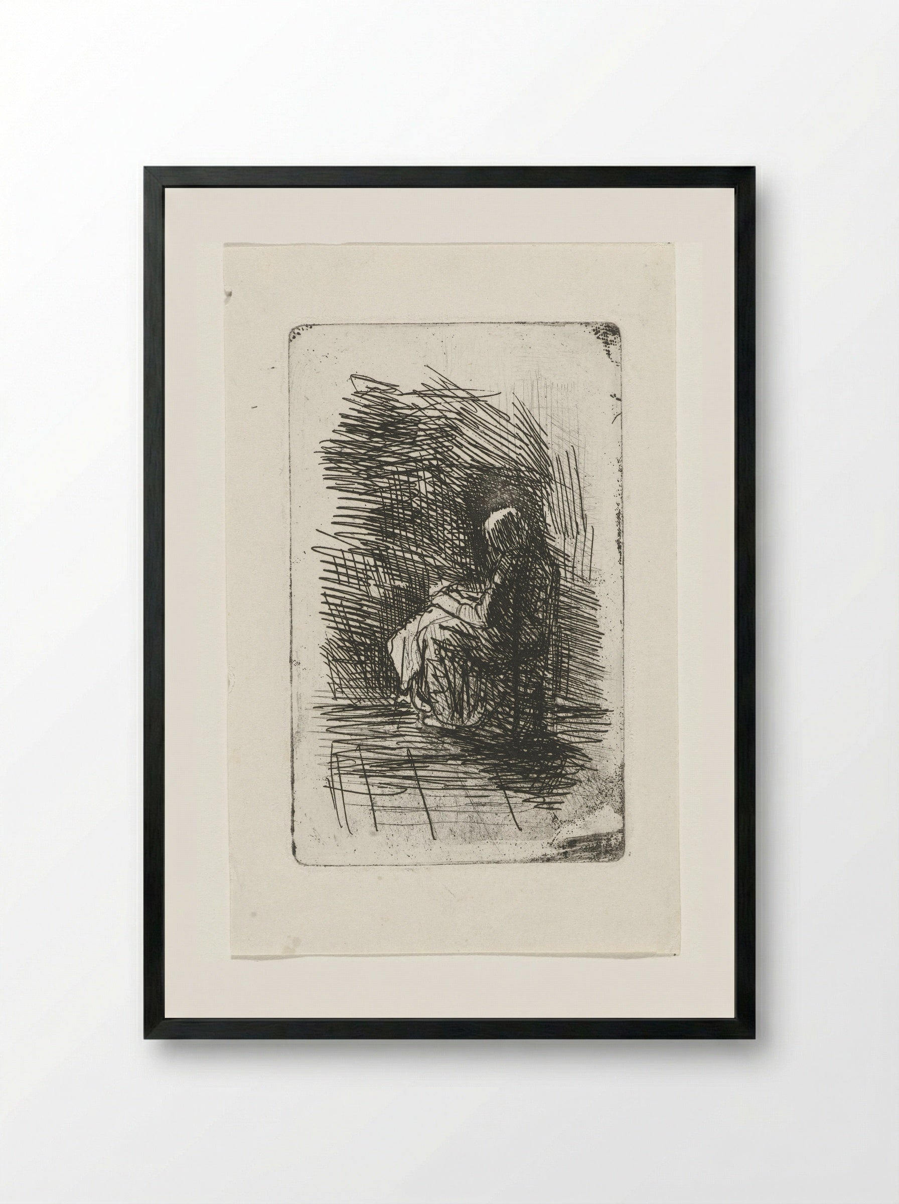 Zittende vrouw - Jozef Israëls - Framed Print Black