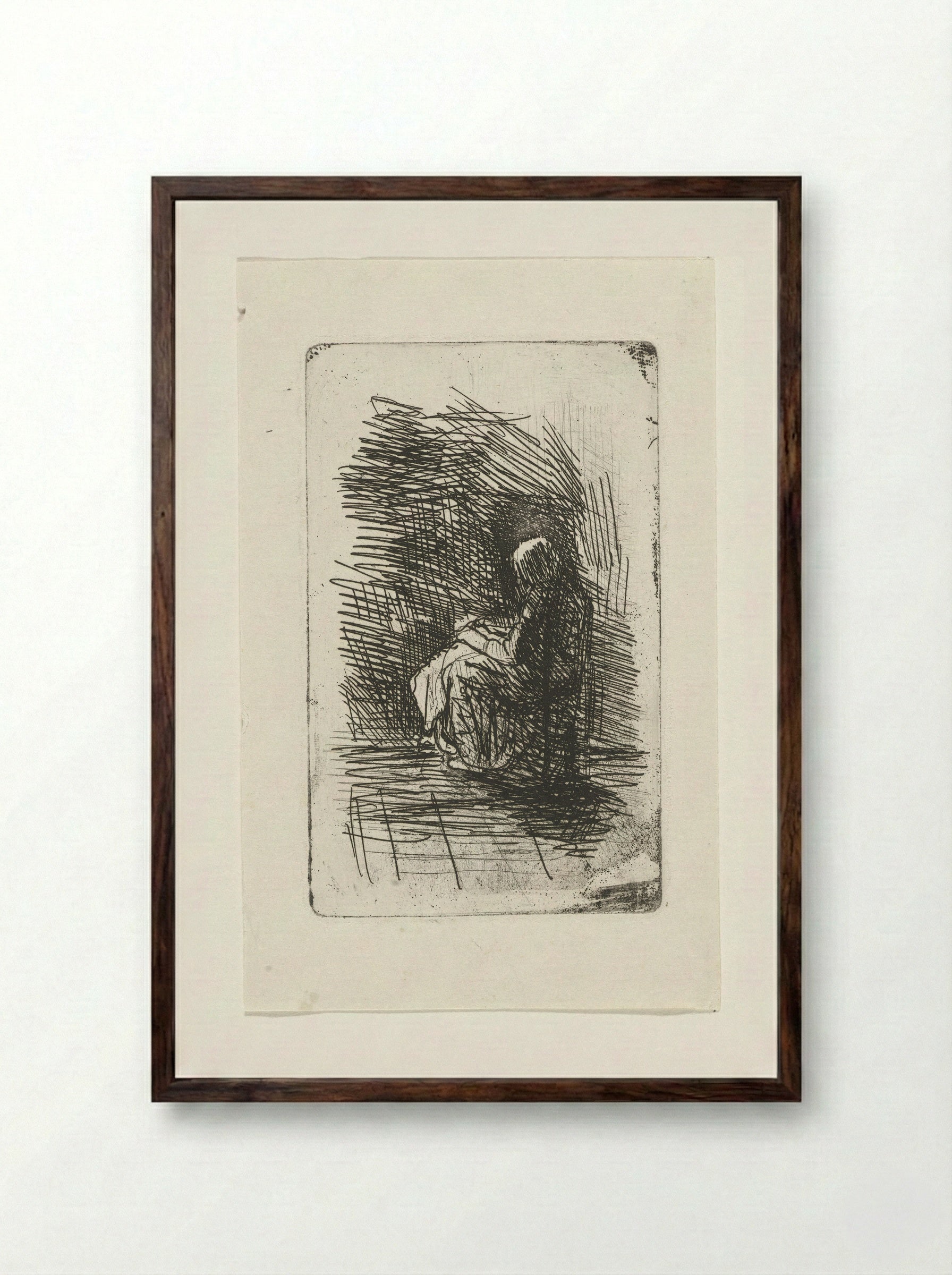 Zittende vrouw - Jozef Israëls - Framed Print Dark Wood