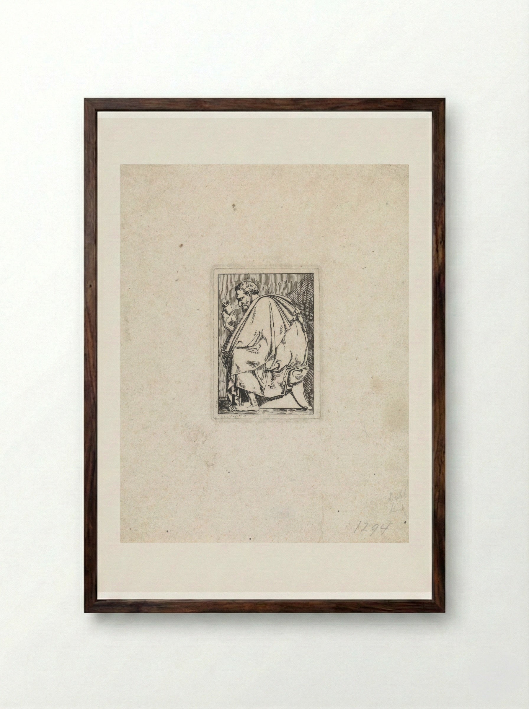 Zittende wijsgeer - David Pièrre Giottino Humbert de Superville - Framed Print Dark Wood