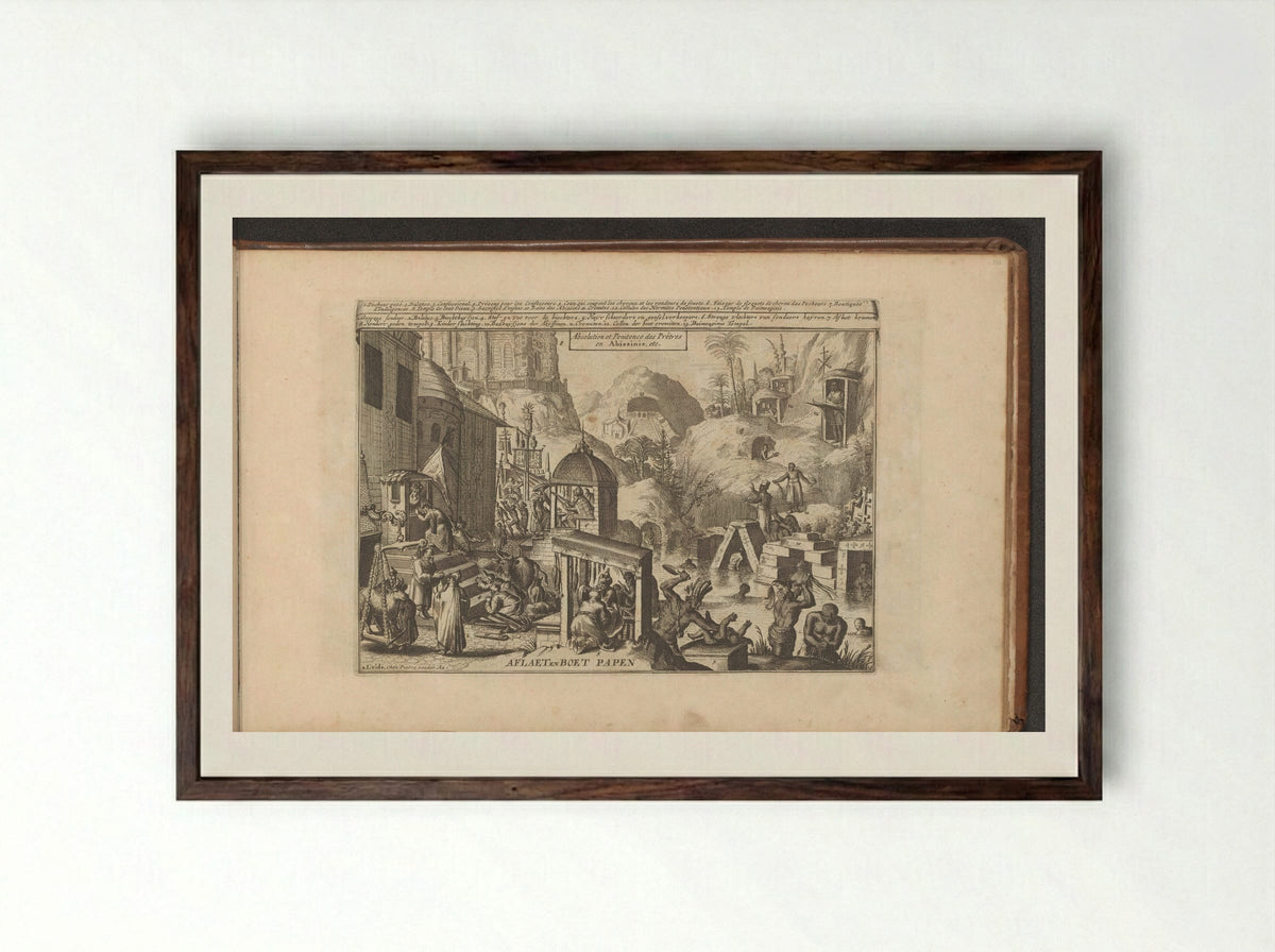 Zonde en boete - Romeyn de Hooghe - Framed Print Dark Wood