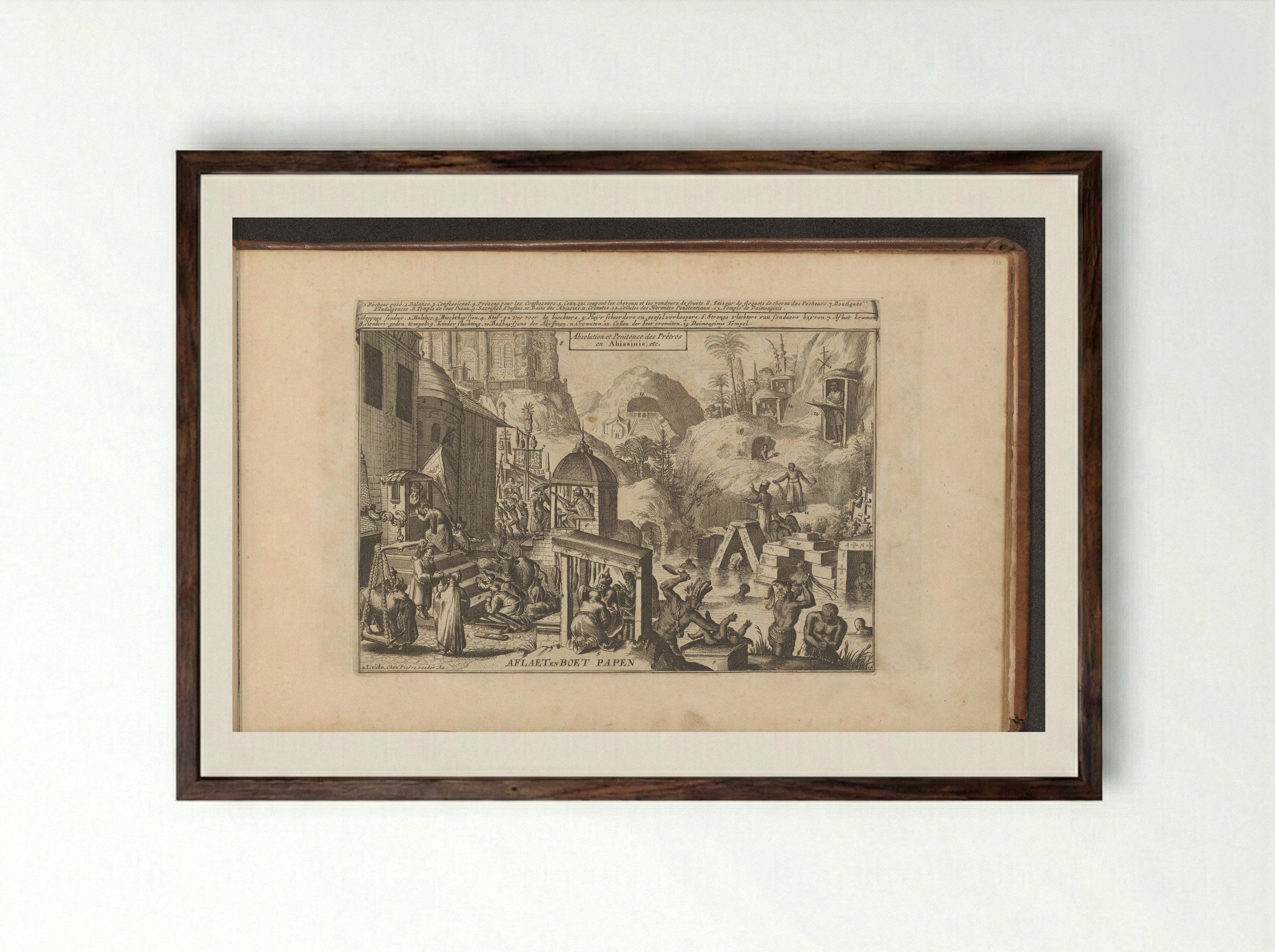 Zonde en boete - Romeyn de Hooghe - Framed Print Dark Wood