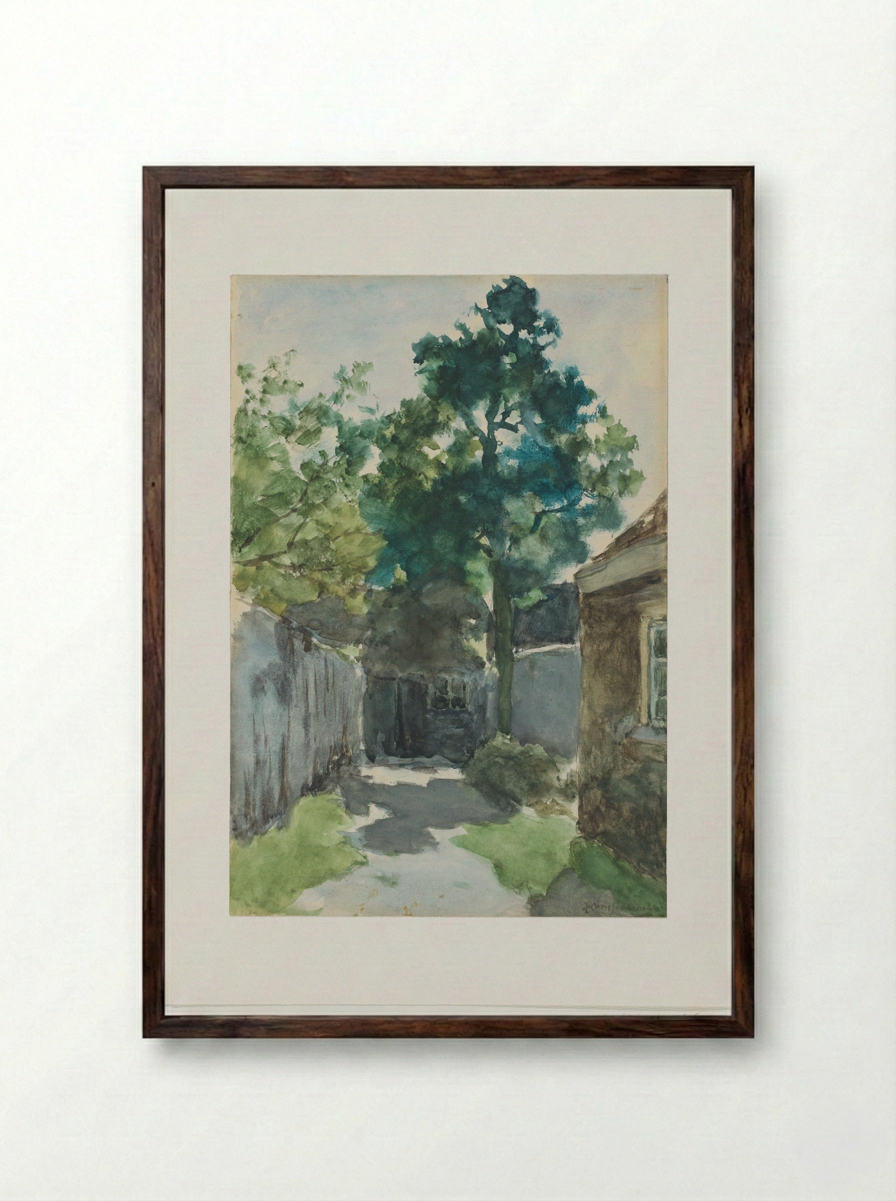 Zonnig hofje - Johan Hendrik Weissenbruch - Framed Print Dark Wood