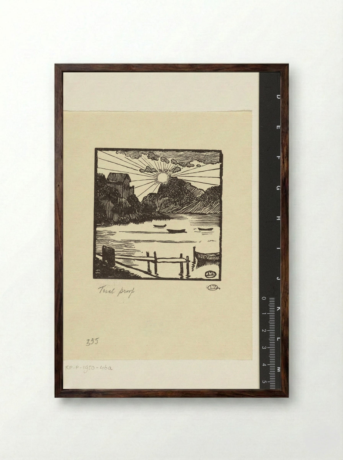 Zonsopgang boven een meer - Lucien Pissarro - Framed Print Dark Wood