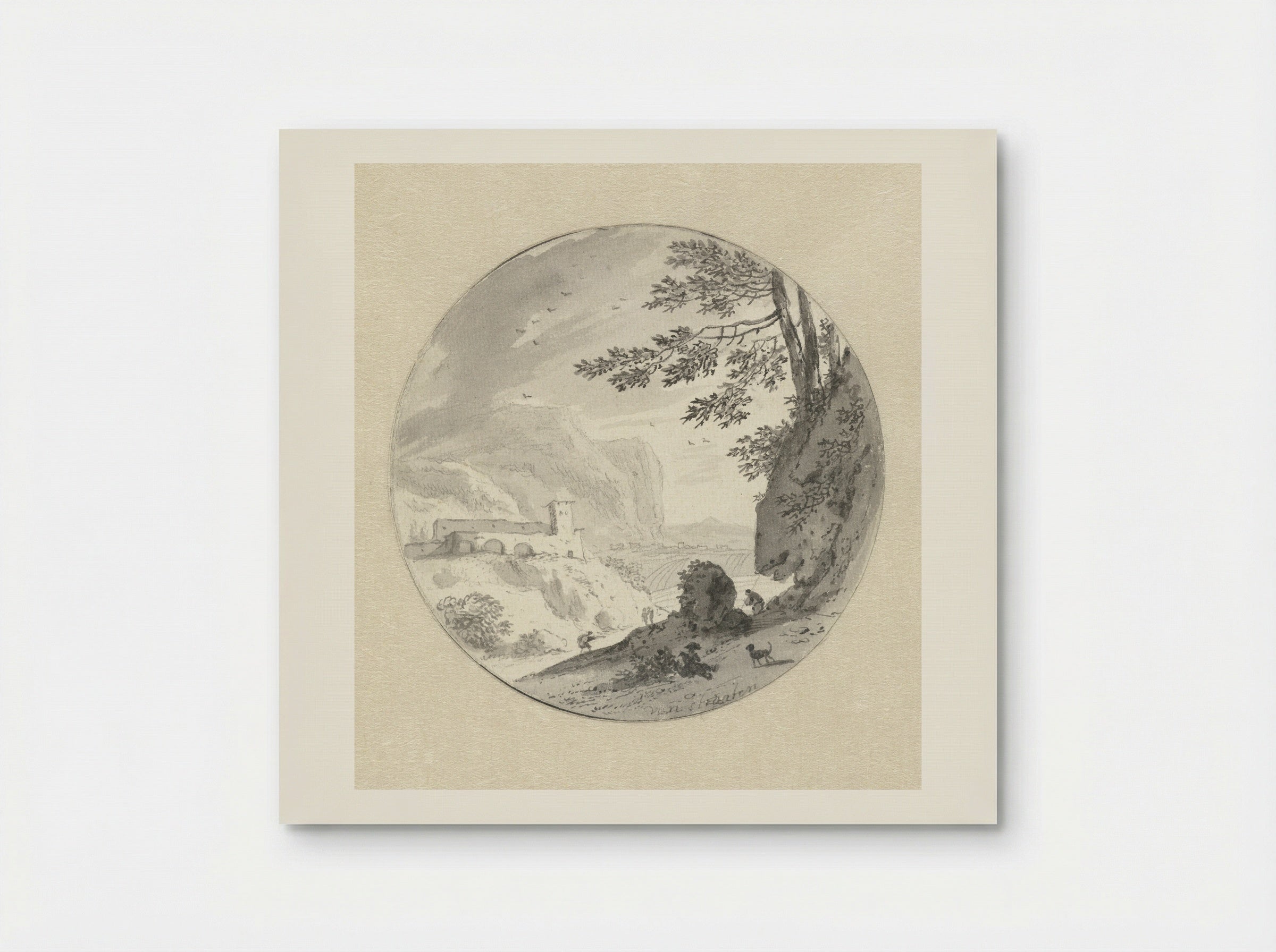 Zuidelijk berglandschap met een klooster in een vallei - Hendrik van der Straaten - Poster