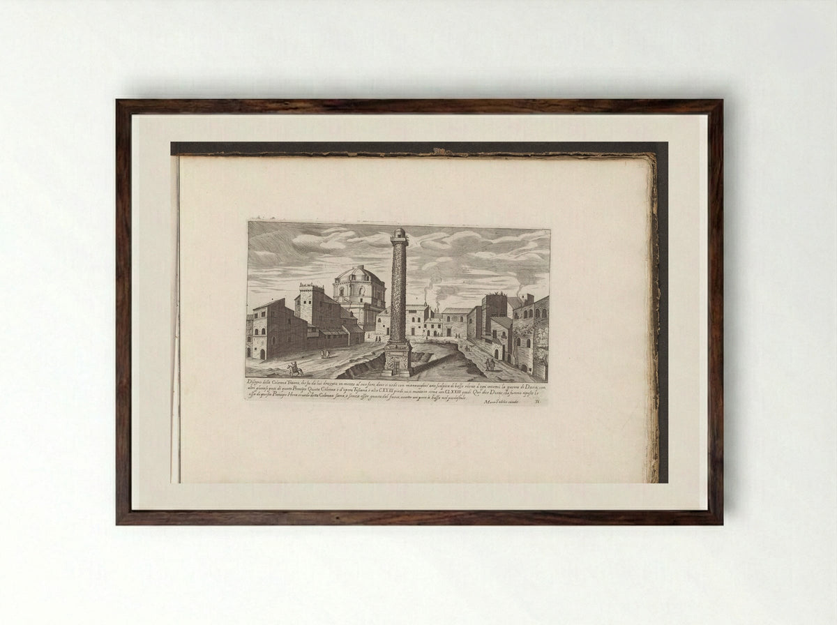 Zuil van Trajanus - Giovanni Giacomo de' Rossi - Framed Print Dark Wood
