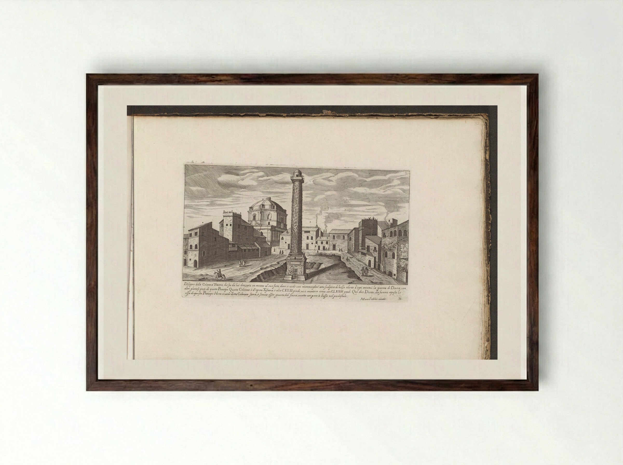 Zuil van Trajanus - Giovanni Giacomo de' Rossi - Framed Print Dark Wood