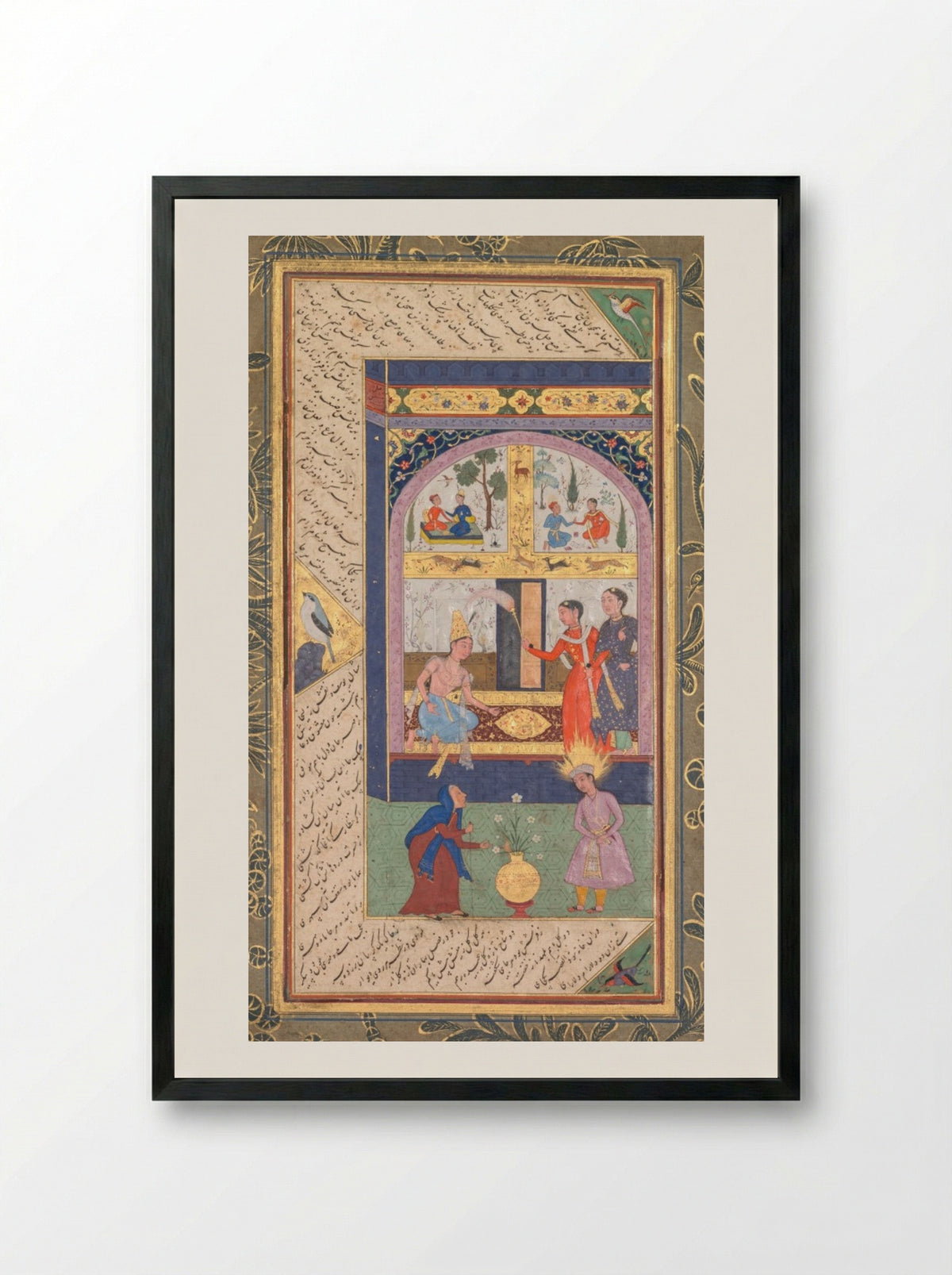 Zulaykha in her palace and as an elderly woman with Joseph - Mushfiq - Framed Print Black