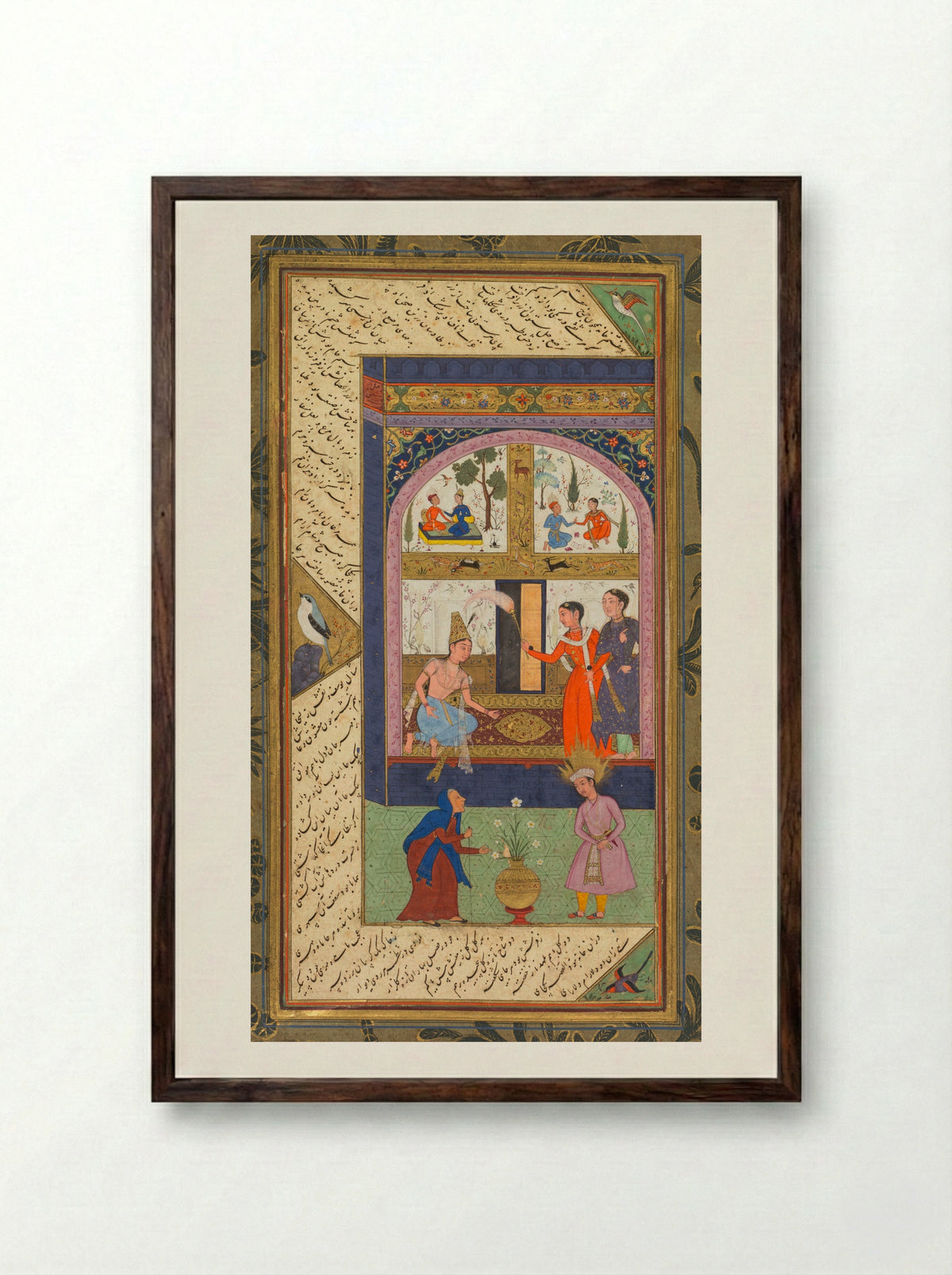 Zulaykha in her palace and as an old woman with Joseph - Mushfiq - Framed Print Dark Wood