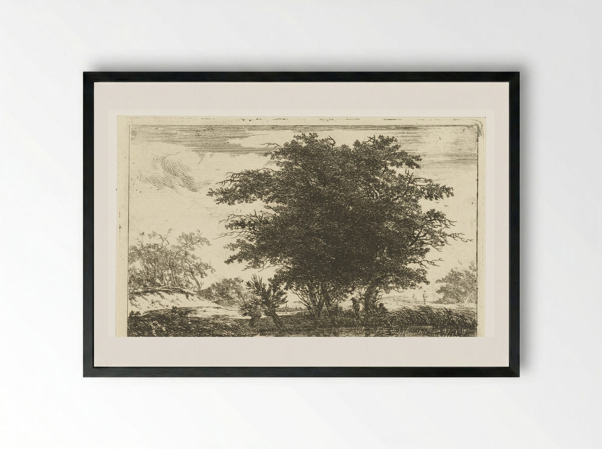Zwaar geboomte aan een plas - Hermanus van Brussel - Framed Print Black