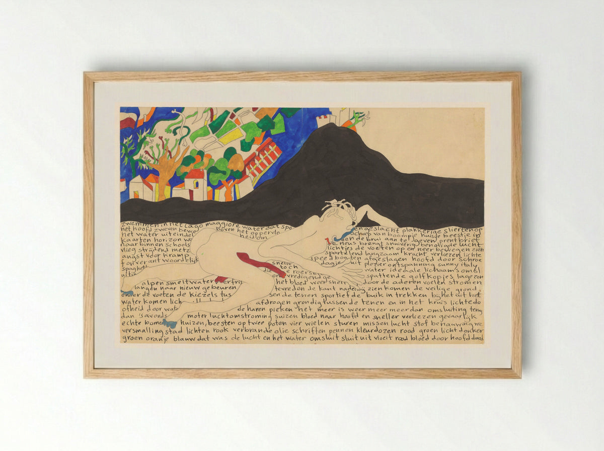 Zwemmen in het lago maggiore - Tjebbe van Tijen - Framed Print Wood