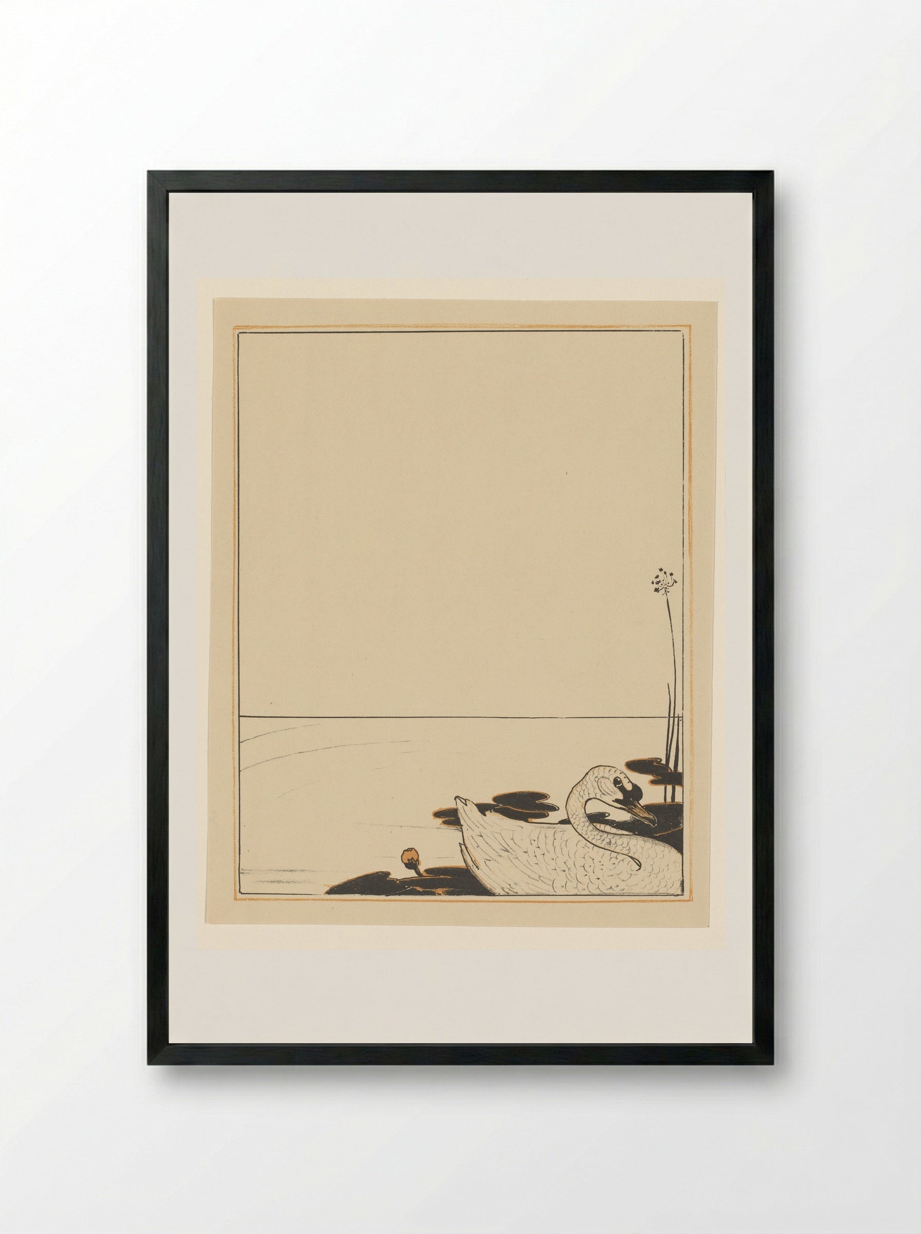 Zwemmende zwaan - Theo van Hoytema - Framed Print Black