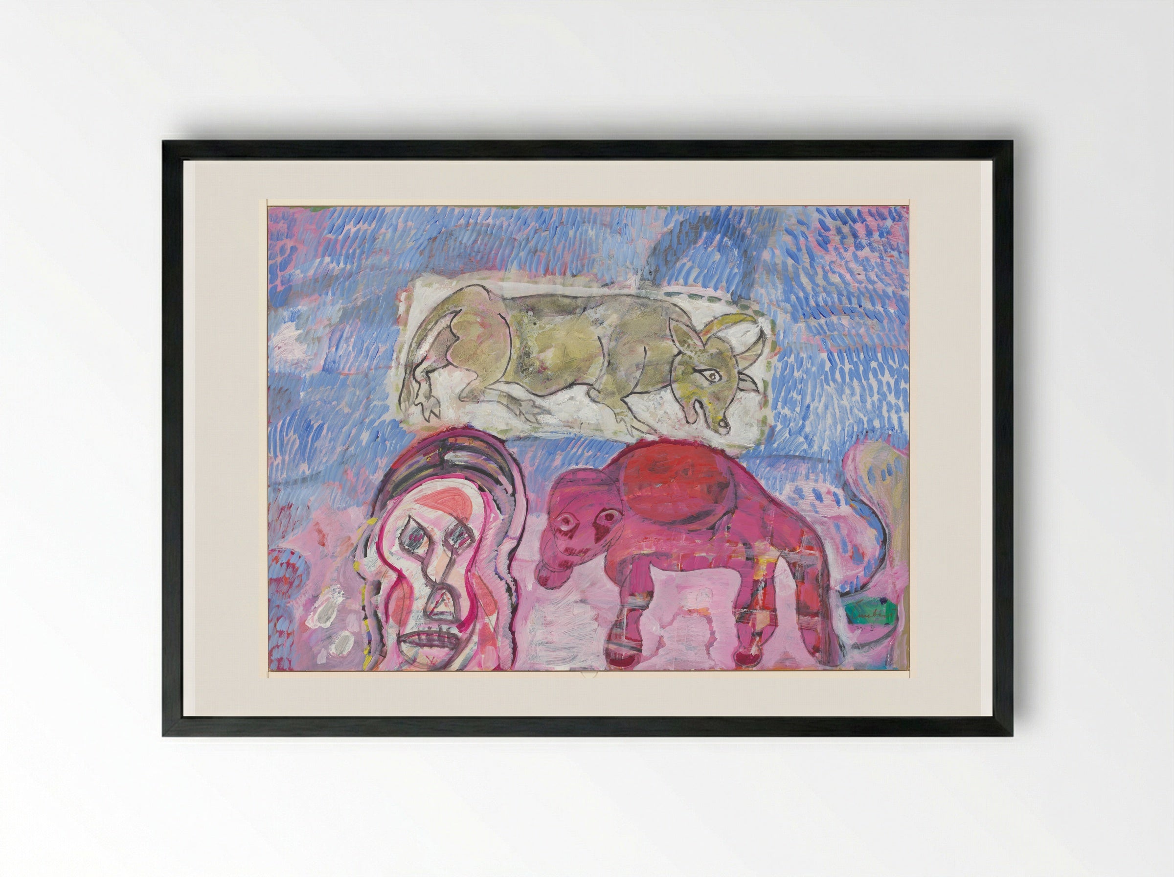 Zwevende stier - Lucebert - Framed Print Black
