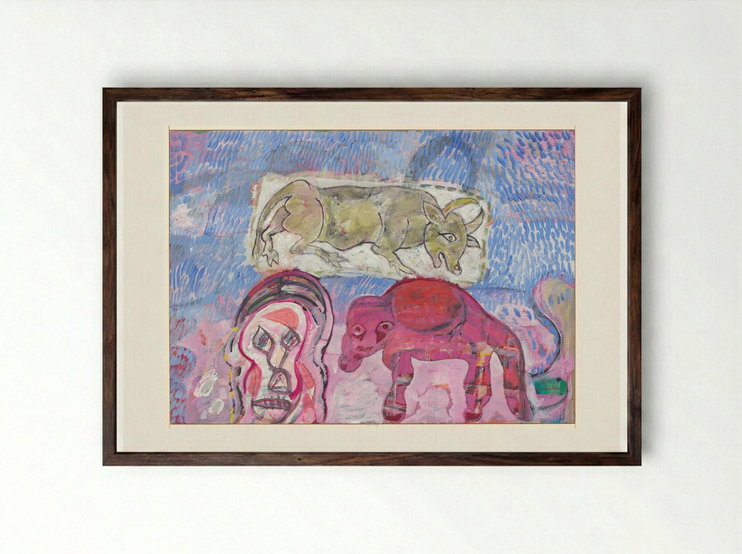 Zwevende stier - Lucebert - Framed Print Dark Wood