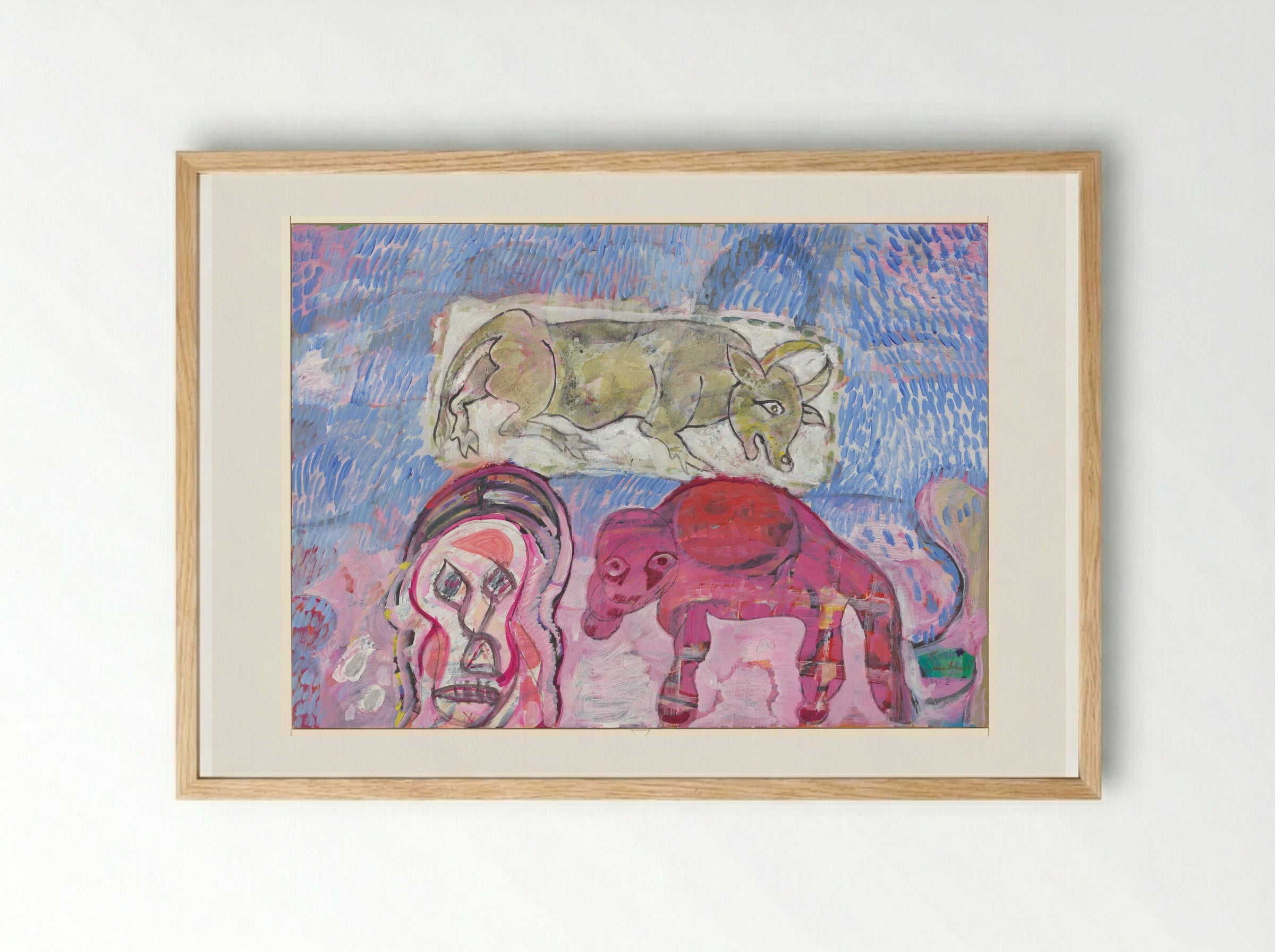 Zwevende stier - Lucebert - Framed Print Wood