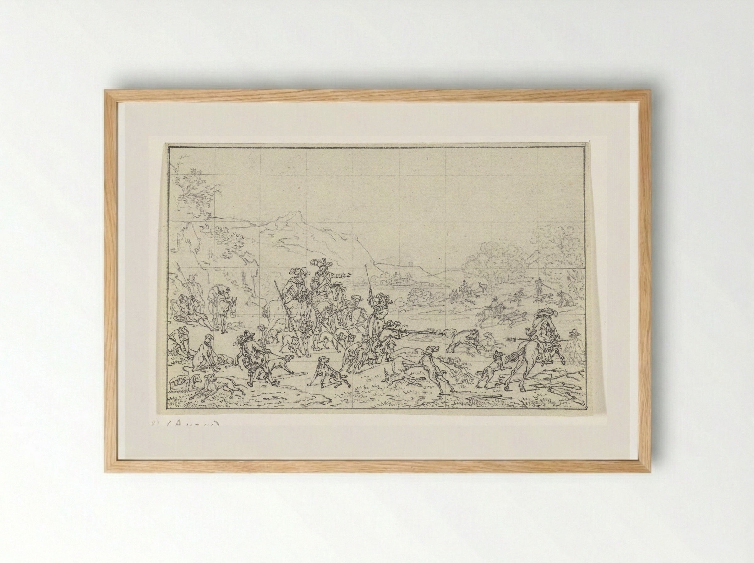 Zwijnenjacht (Boar Hunt) - Joannes Bemme - Framed Print Wood