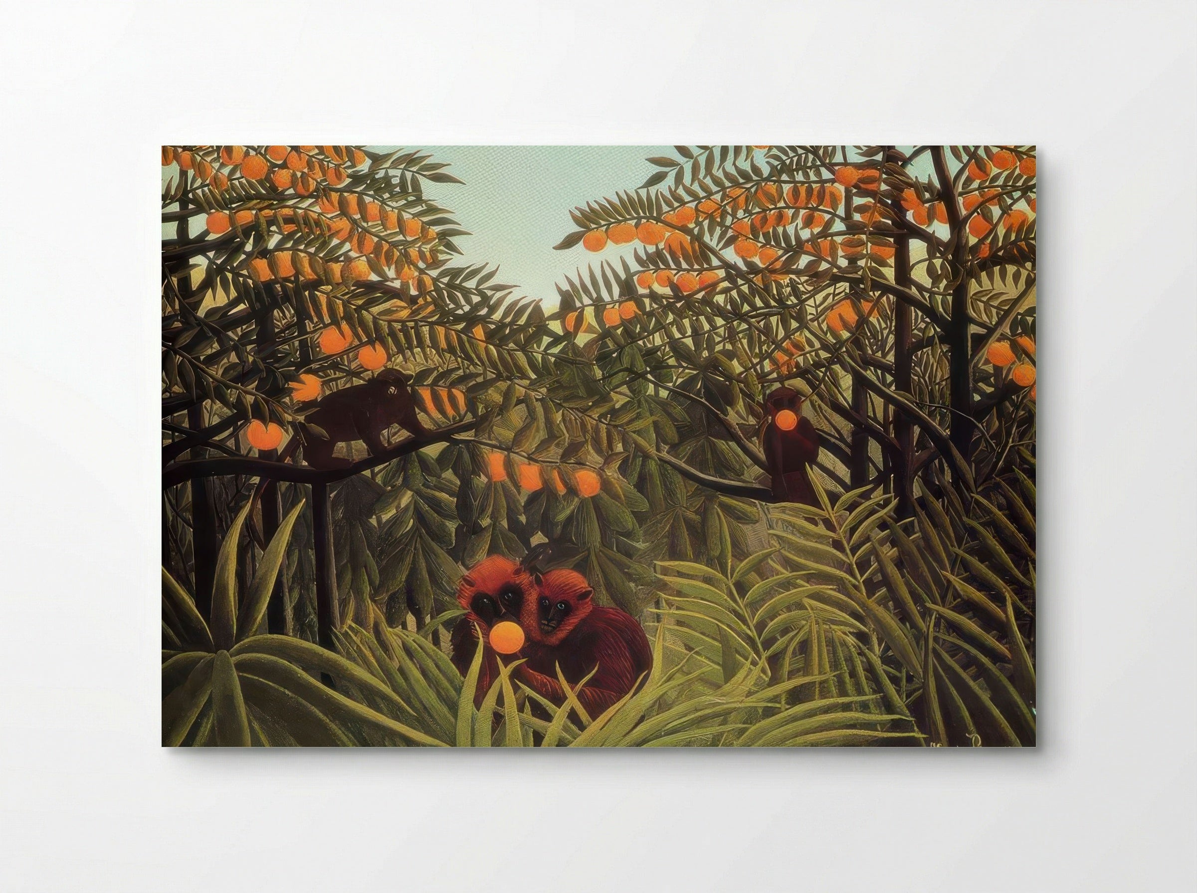 Apes in the Orange Grove by Henri Rousseau – Naïve Art Jungle Wildlife Print - Poster