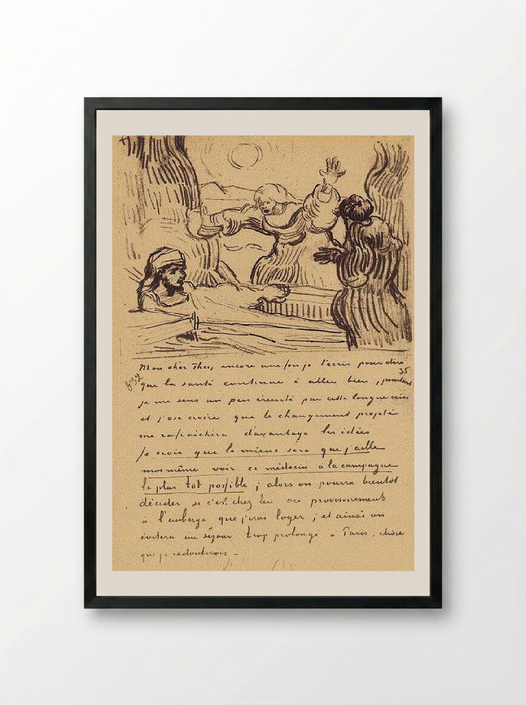 The Raising of Lazarus - Vincent van Gogh - Framed Print Black