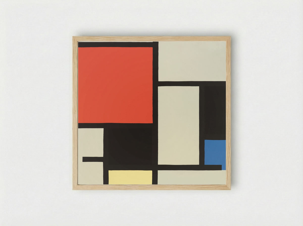 Composition with Red, Blue and Yellow - Piet Mondrian - Framed Print Wood
