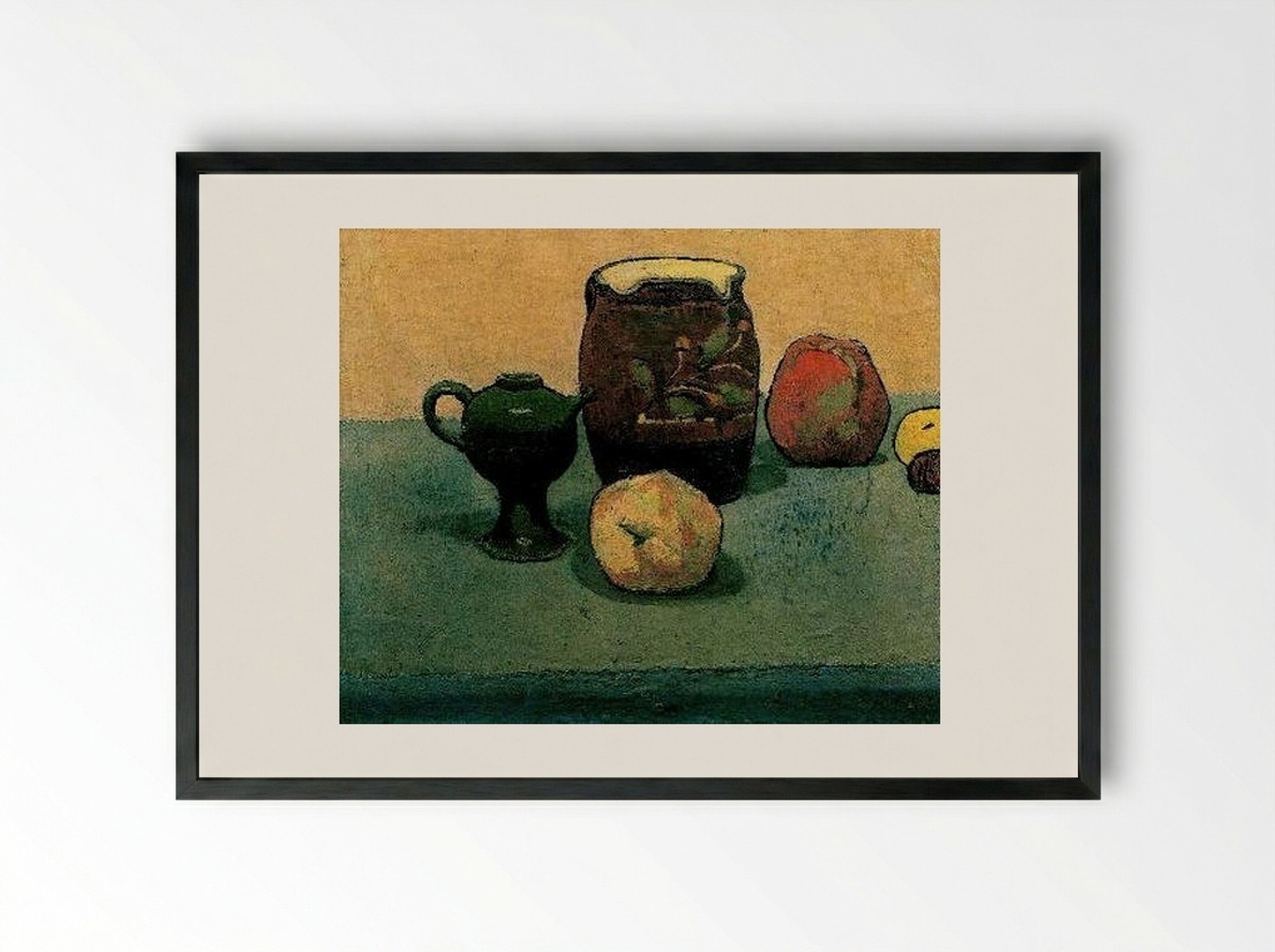 Earthware Pot and Apples - Émile Bernard - Framed Print Black
