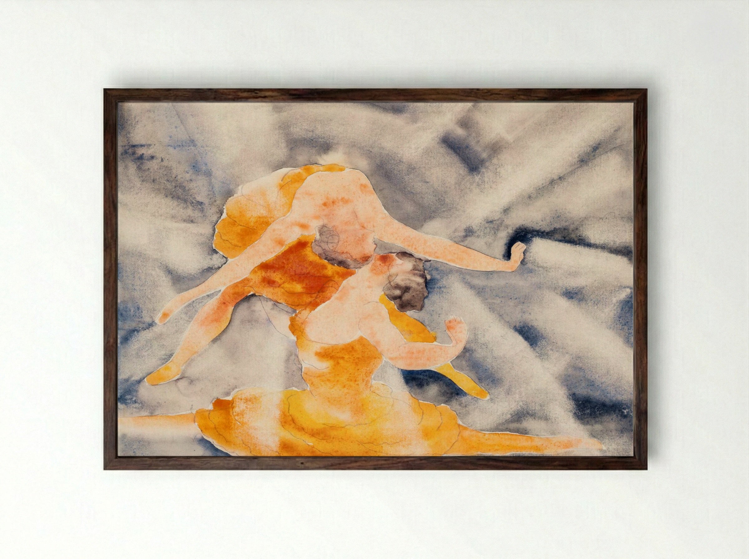 Two Women Acrobats - Charles Demuth - Framed Print Dark Wood