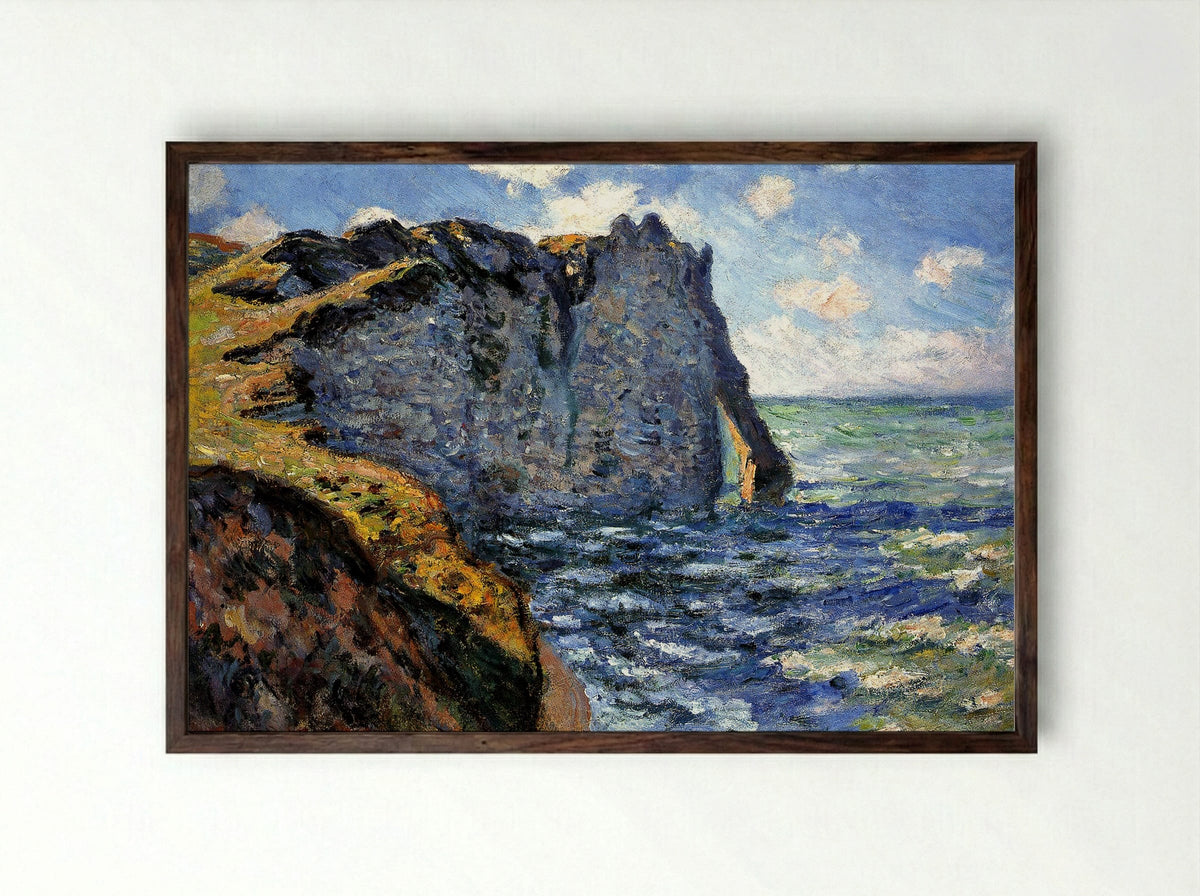 The Manneporte near Étretat - Claude Monet - Framed Print Dark Wood