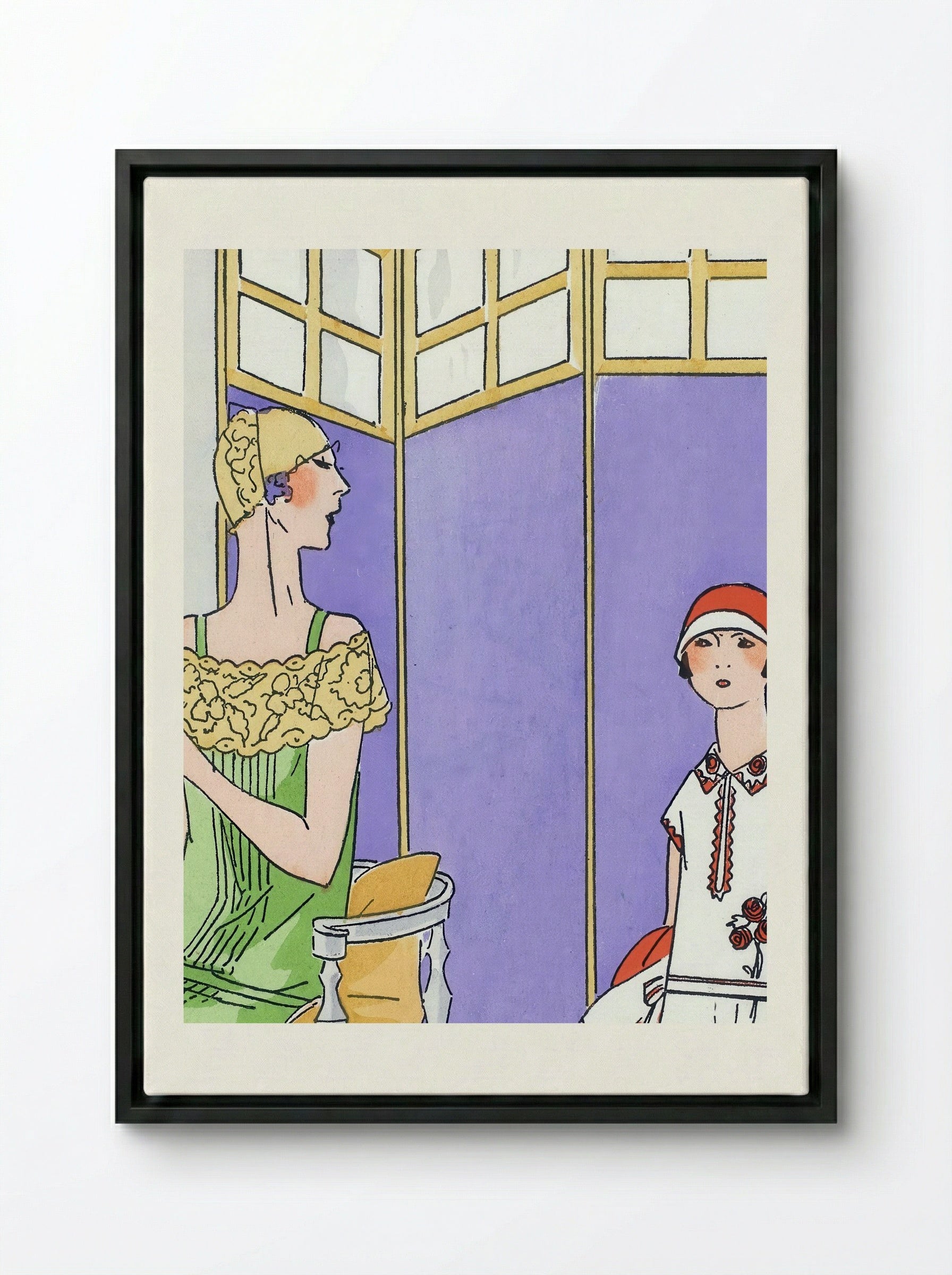 Woman at the Dressing Table - Maggy Rouff - Framed Canvas Black