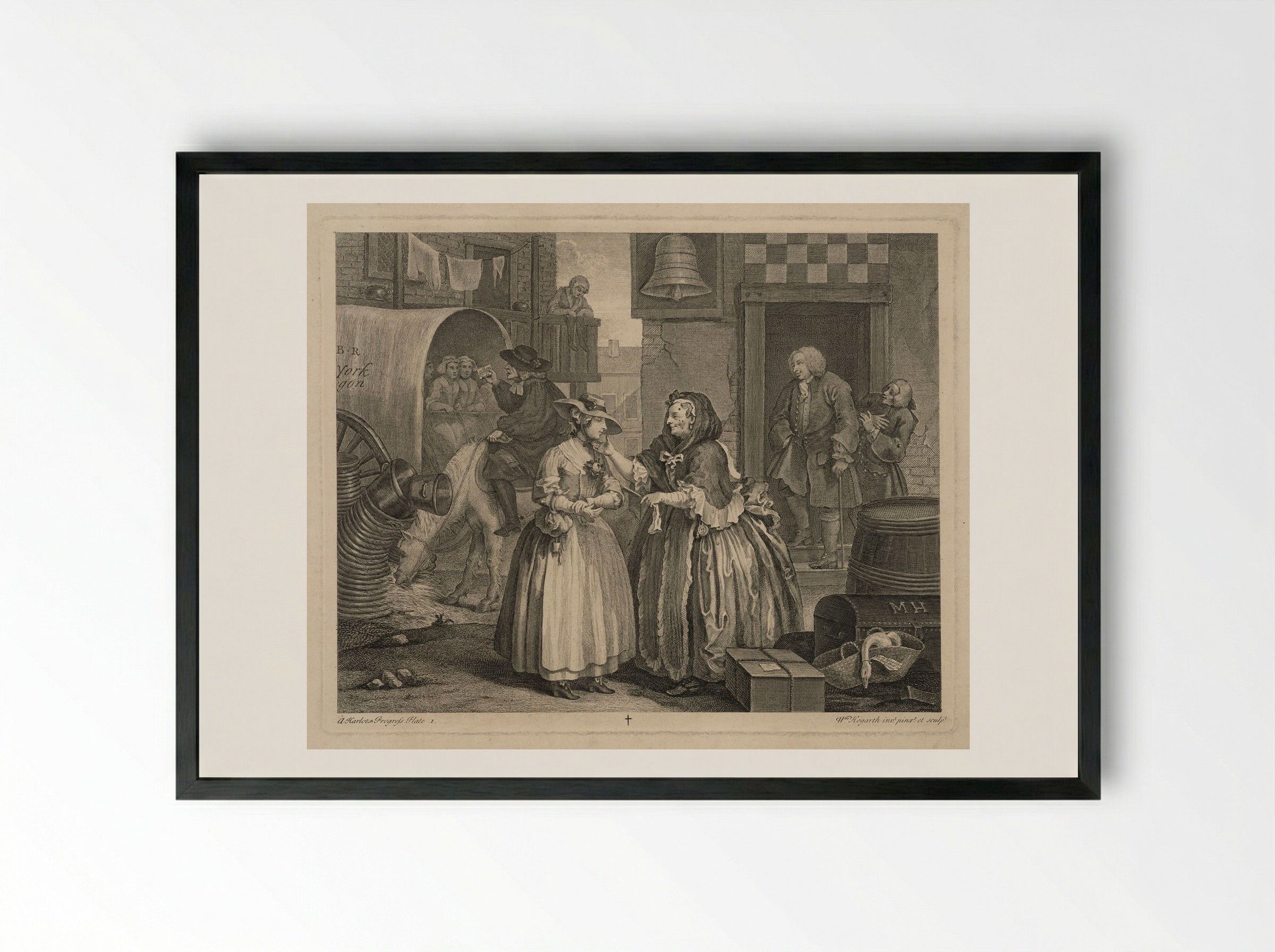 Moll Hackabout Encounters a Bawd in London - William Hogarth - Framed Print Black