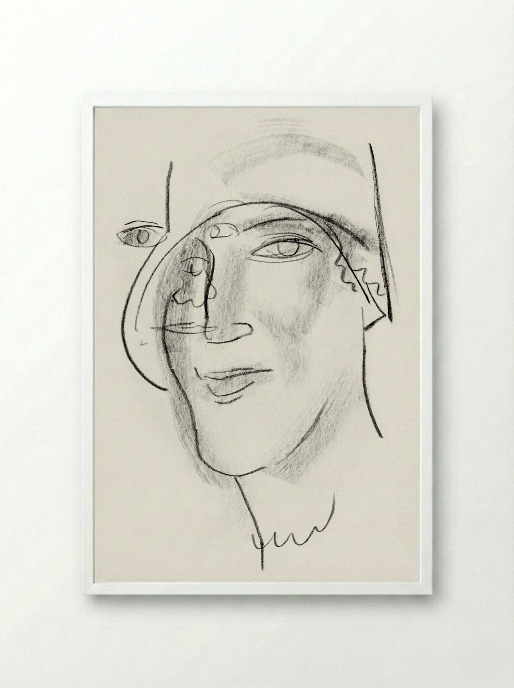 Woman's Head and Face - Leo Gestel - Framed Print White