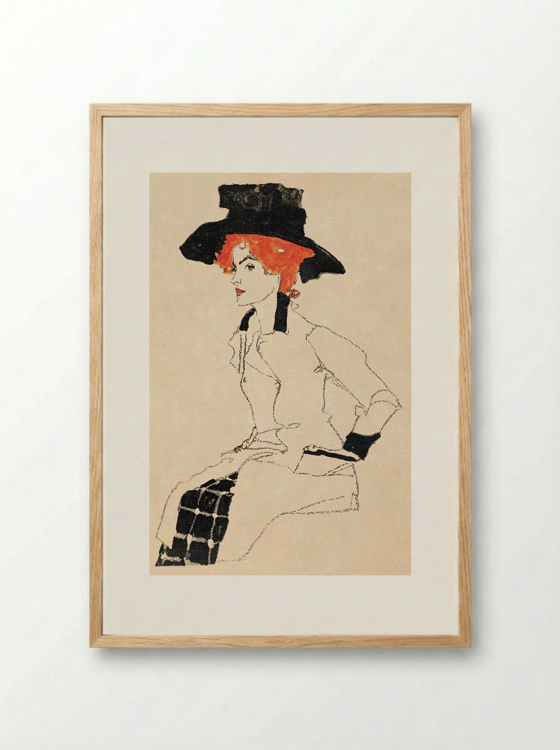 Portrait of a Woman - Egon Schiele - Framed Print Wood