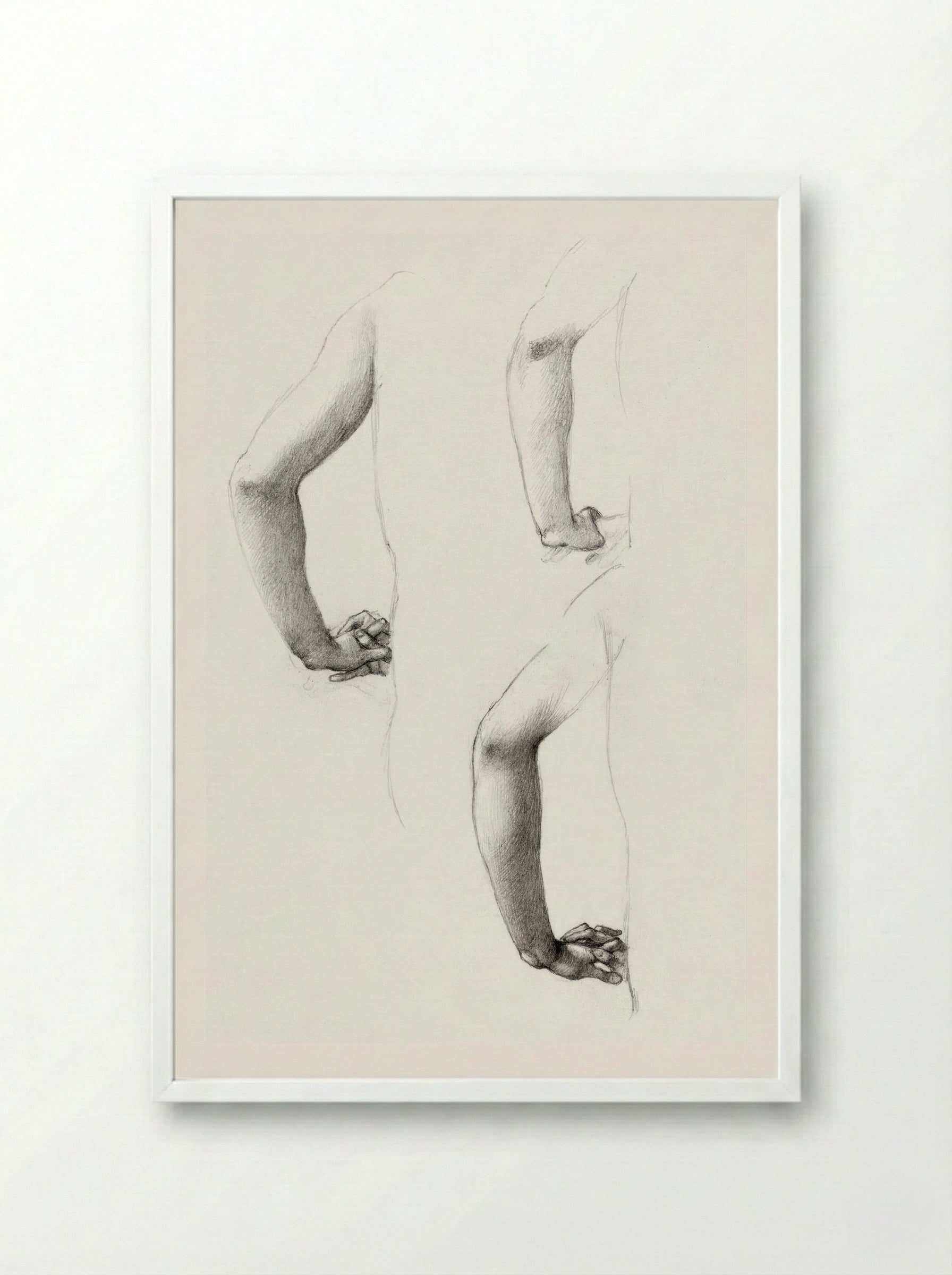 Studies of an Arm and Hands - Edward Burne-Jones - Framed Print White