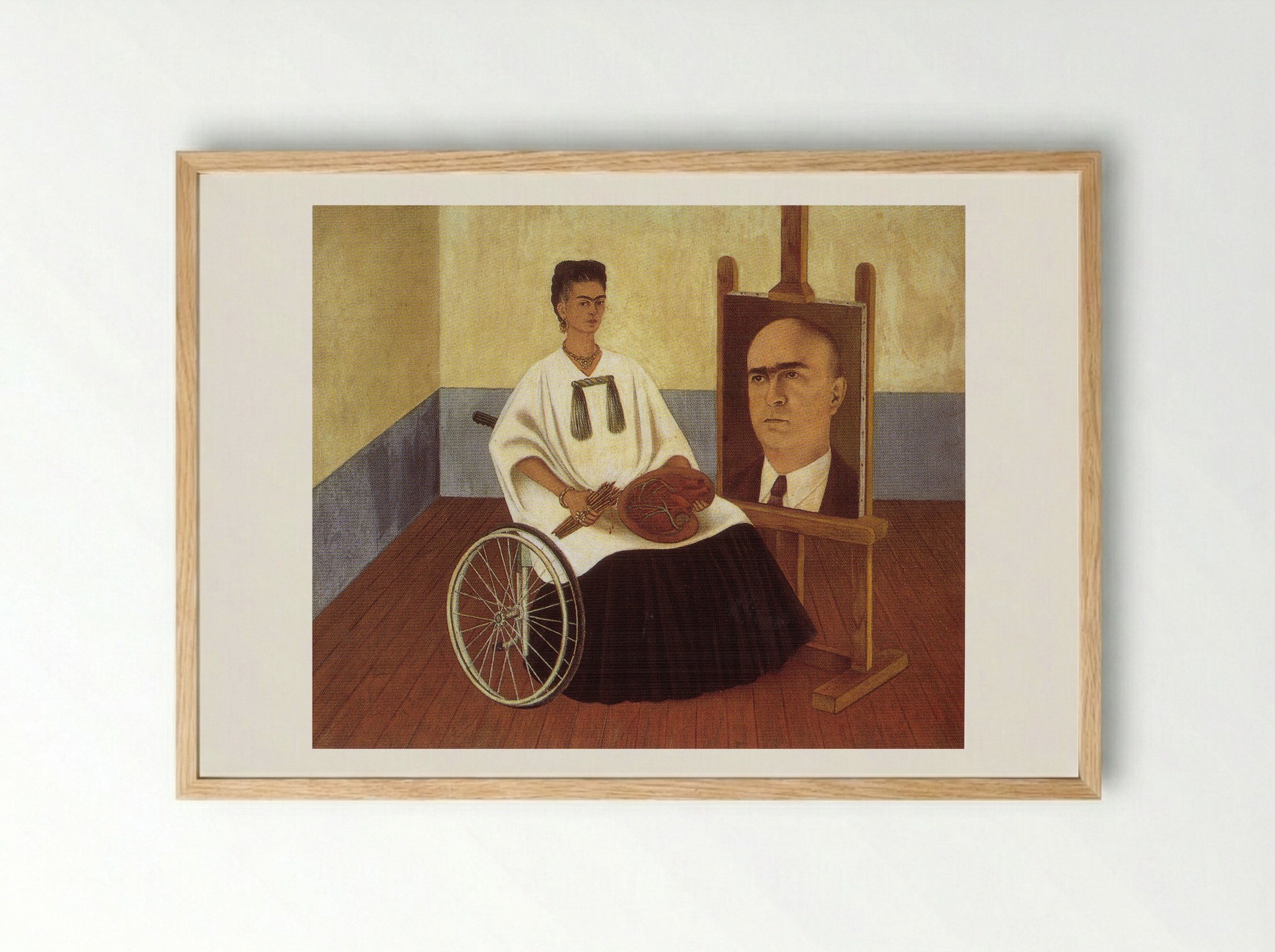 Self-Portrait with the Portrait of Doctor Farill - Frida Kahlo - Framed Print Wood
