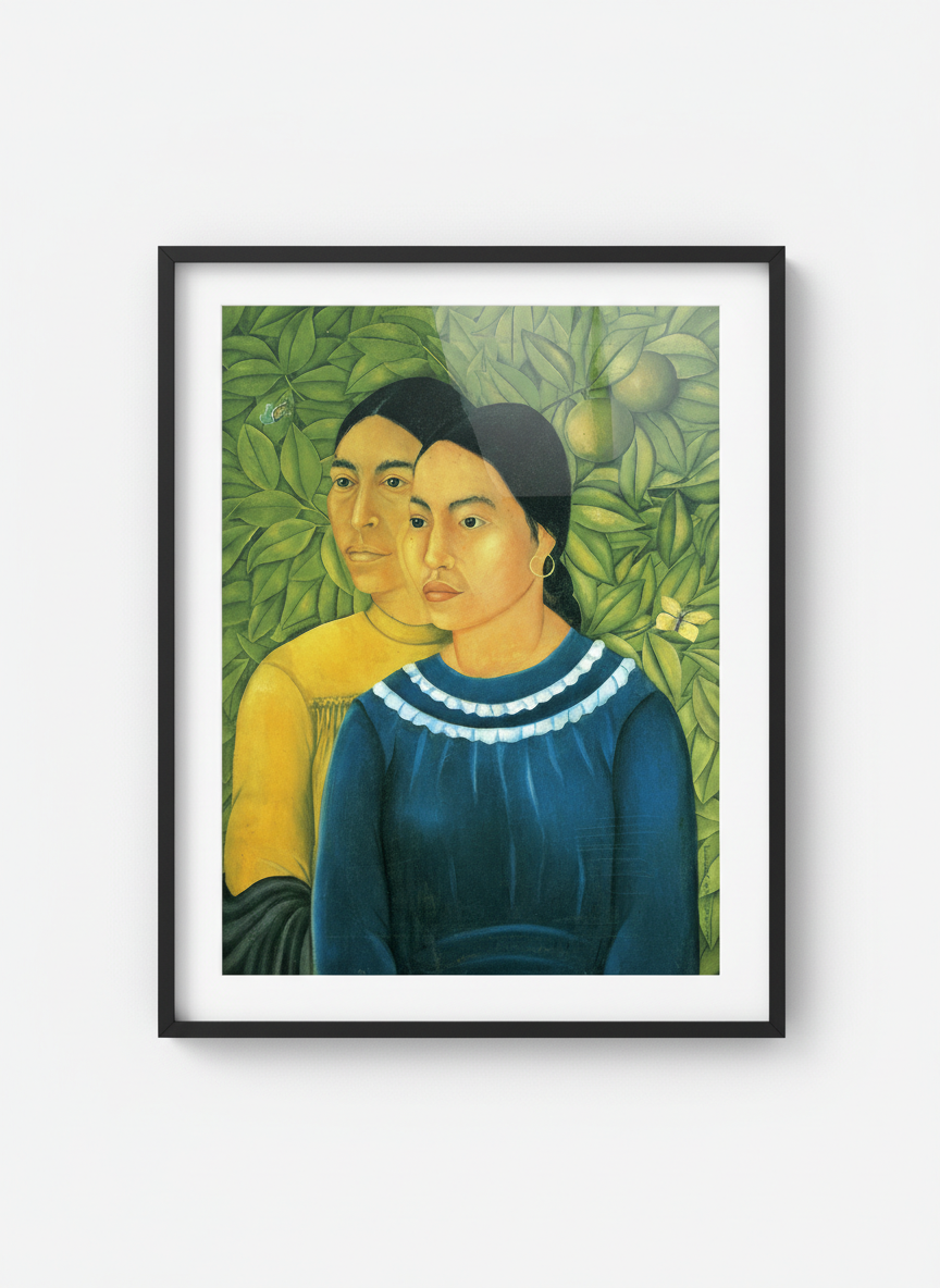 Two Women - Frida Kahlo - Framed Print Black