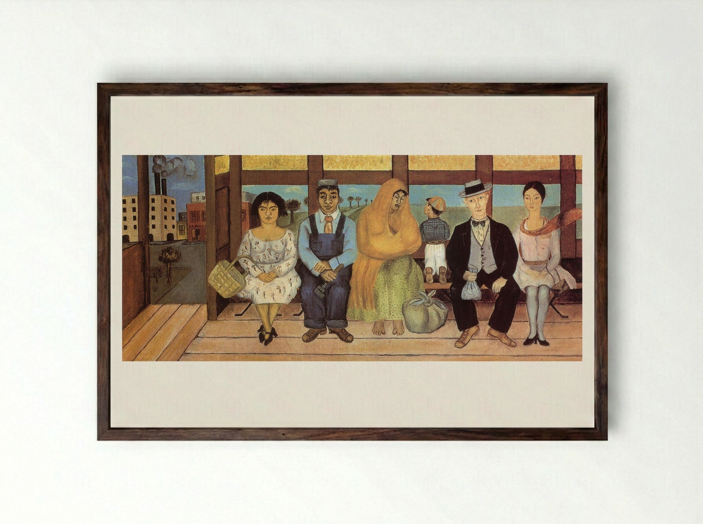 The Bus - Frida Kahlo - Framed Print Dark Wood