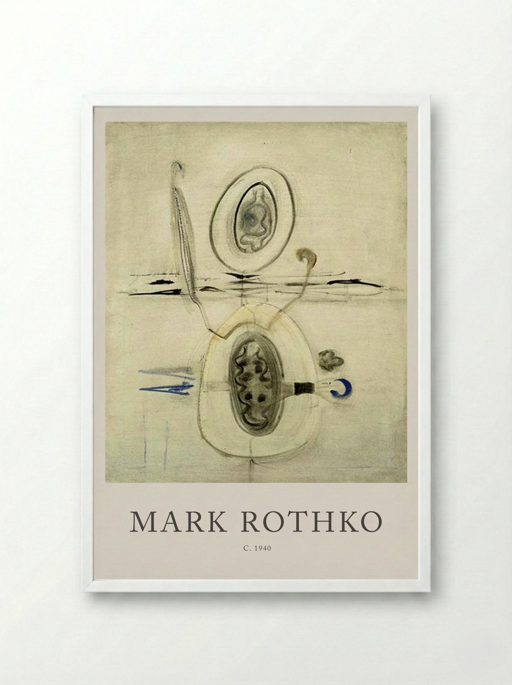 Untitled (Biomorphic Composition) - Mark Rothko - Framed Print White