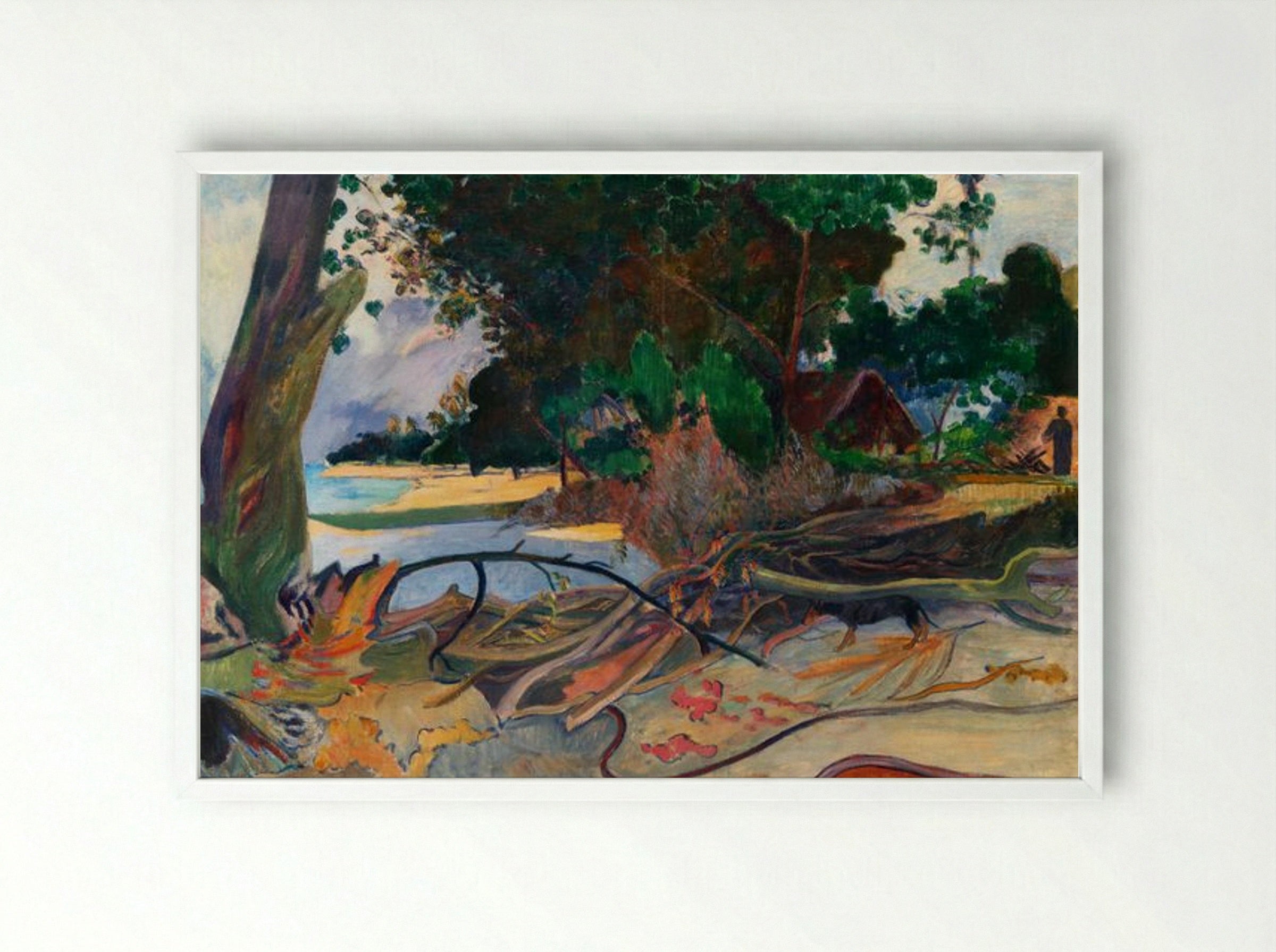 The Hibiscus Tree (Te burao) - Paul Gauguin - Framed Print White