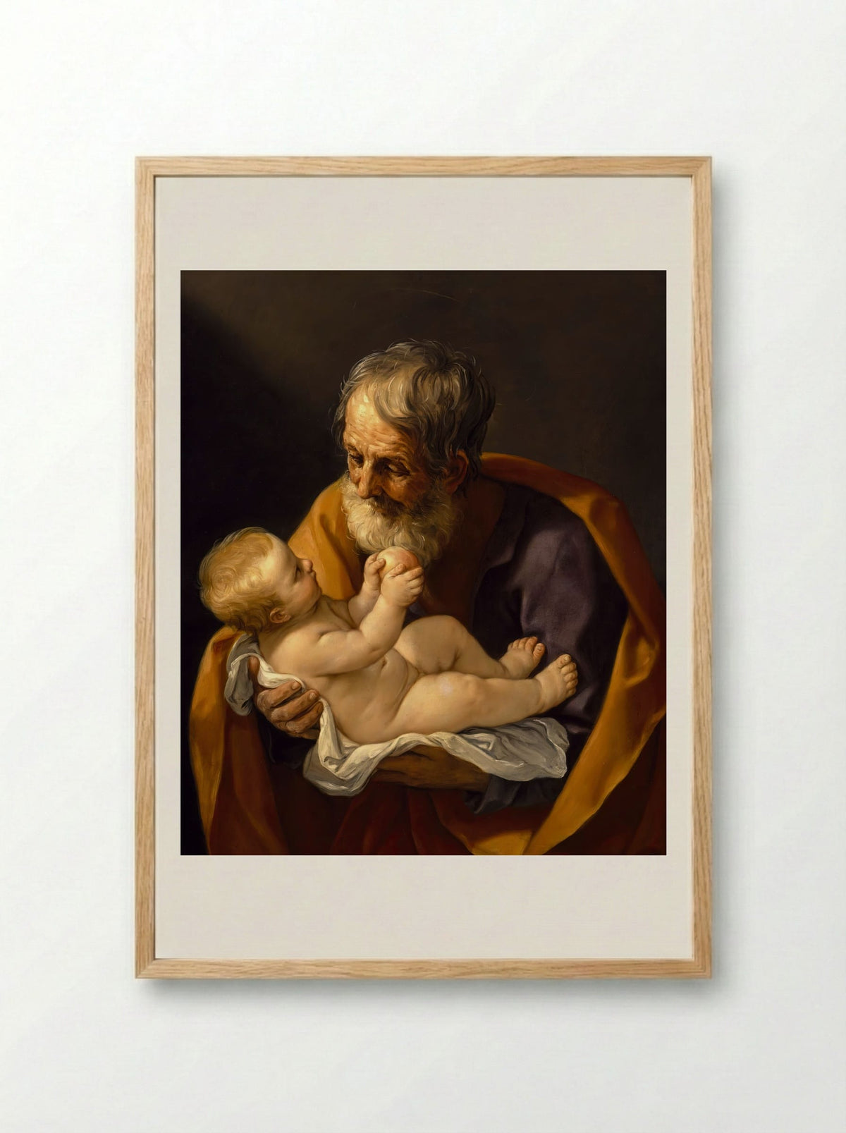Saint Joseph and the Christ Child - Guido Reni - Framed Print Wood