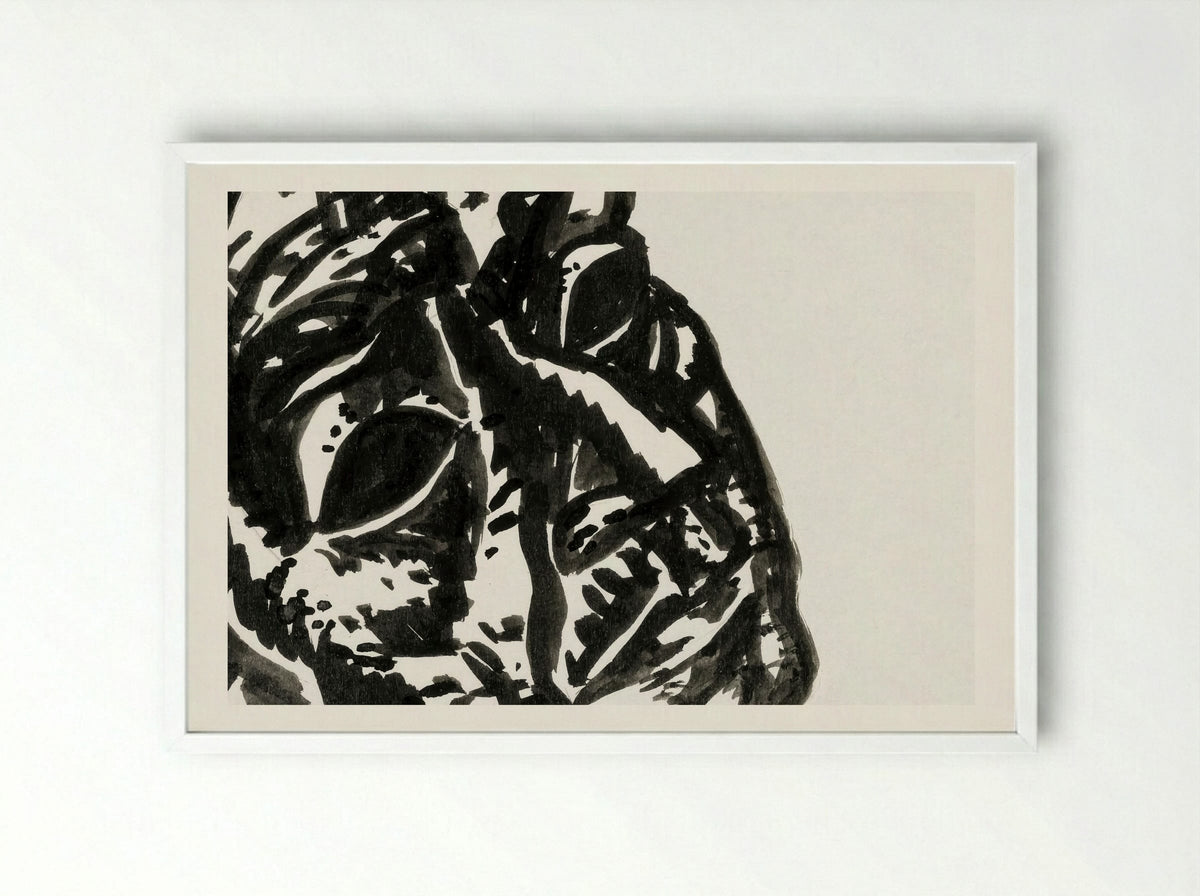 Head of a Man Looking Obliquely to the Top Right - Leo Gestel - Framed Print White