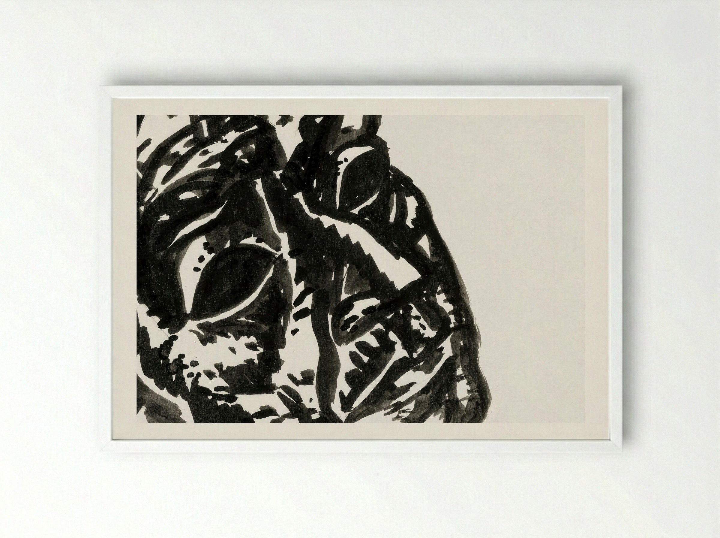 Head of a Man Looking Obliquely to the Top Right - Leo Gestel - Framed Print White