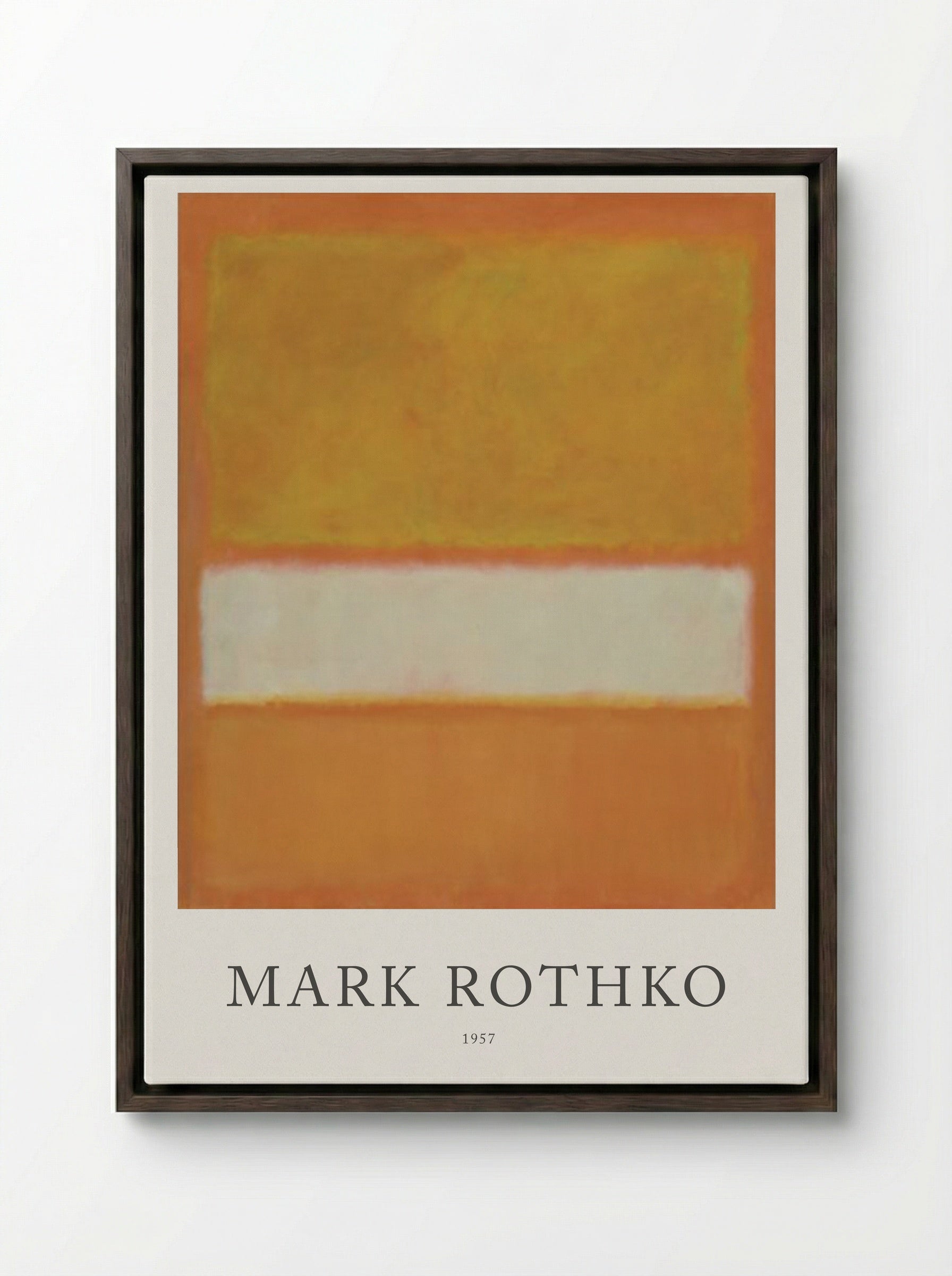 Untitled (Orange, White, and Orange) - Mark Rothko - Framed Canvas Dark Wood