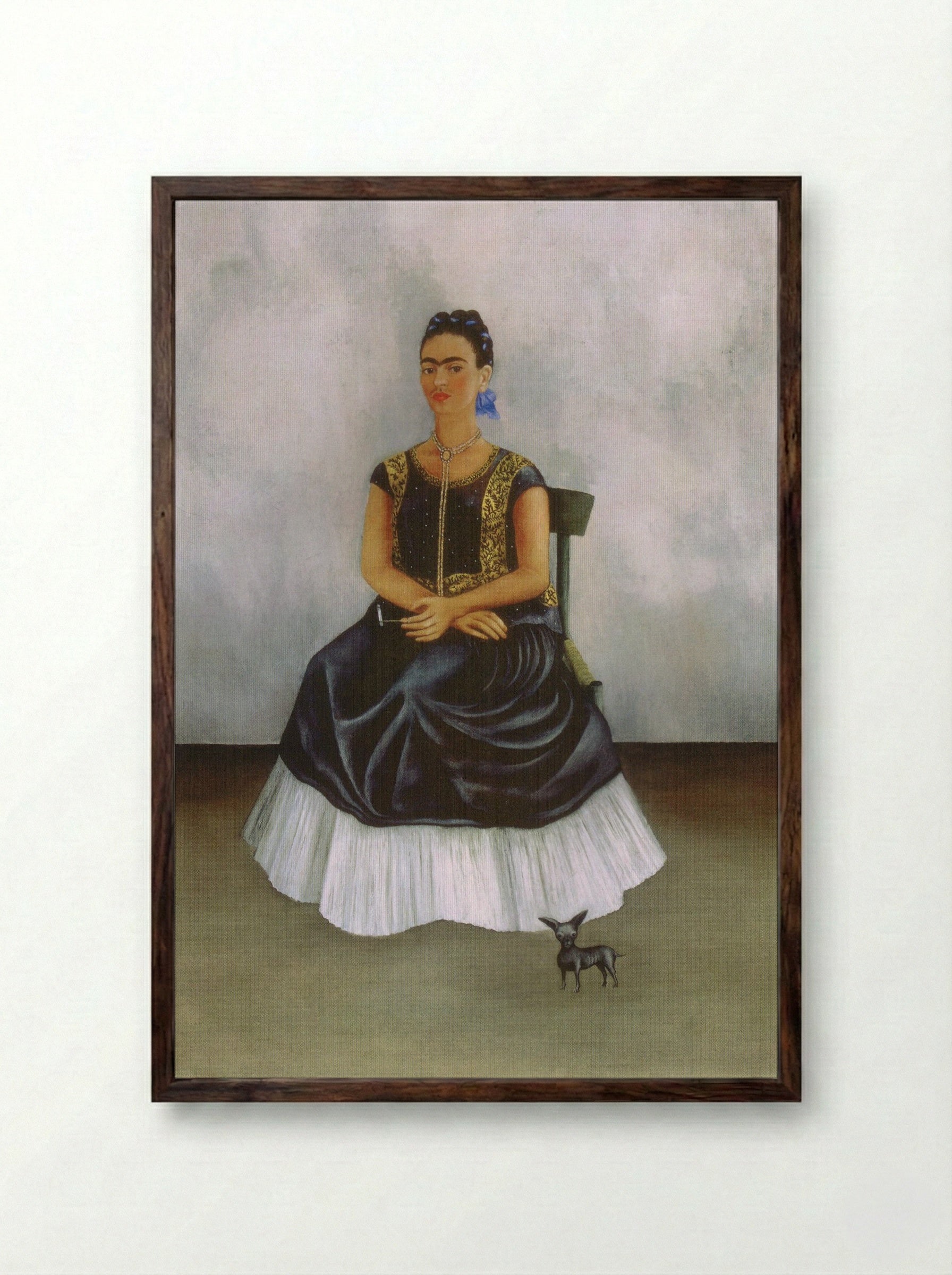 Itzcuintli Dog with Me - Frida Kahlo - Framed Print Dark Wood