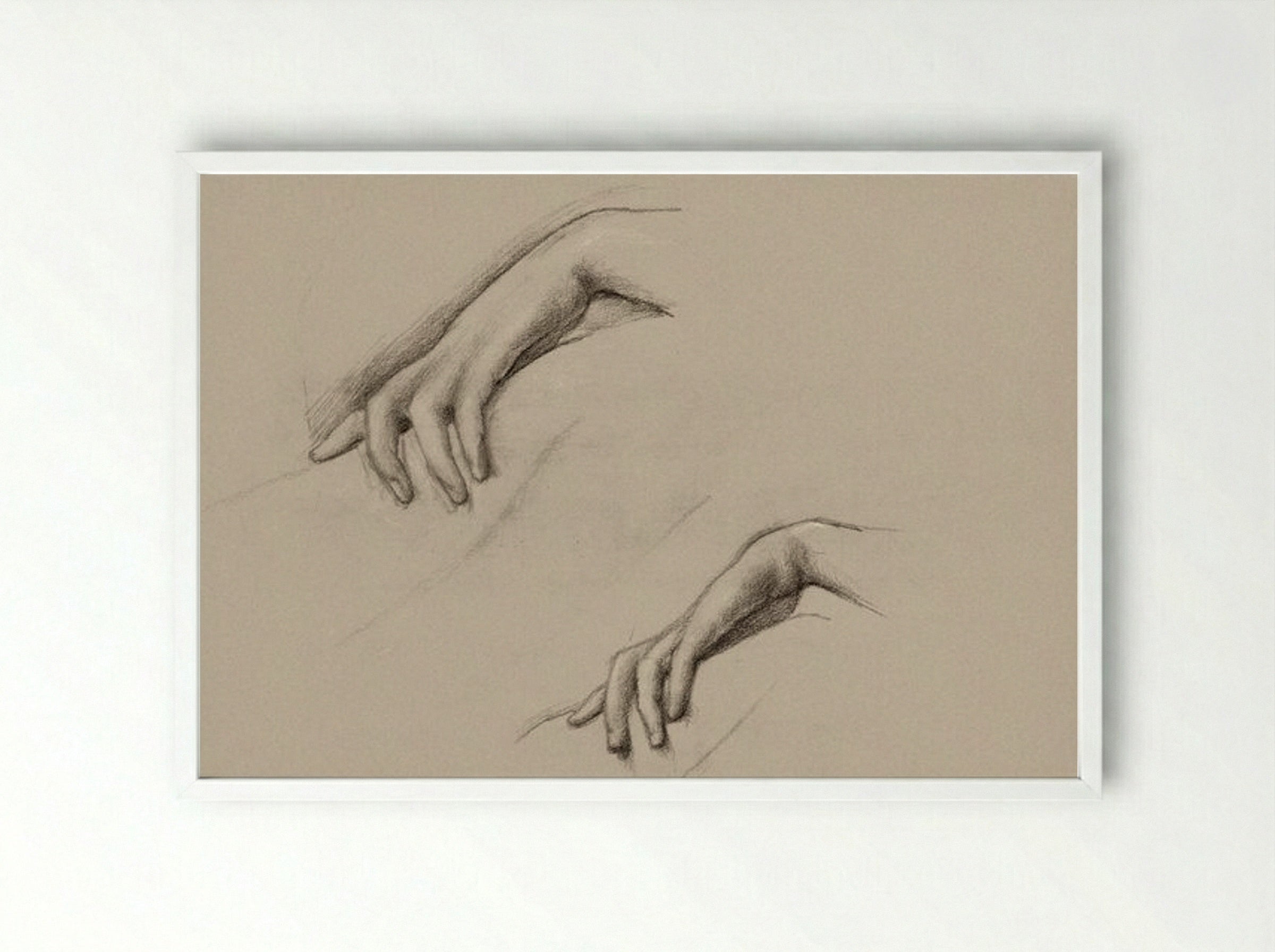 Studies for a Hand in 'The Godhead Fires' - Edward Burne-Jones - Framed Print White