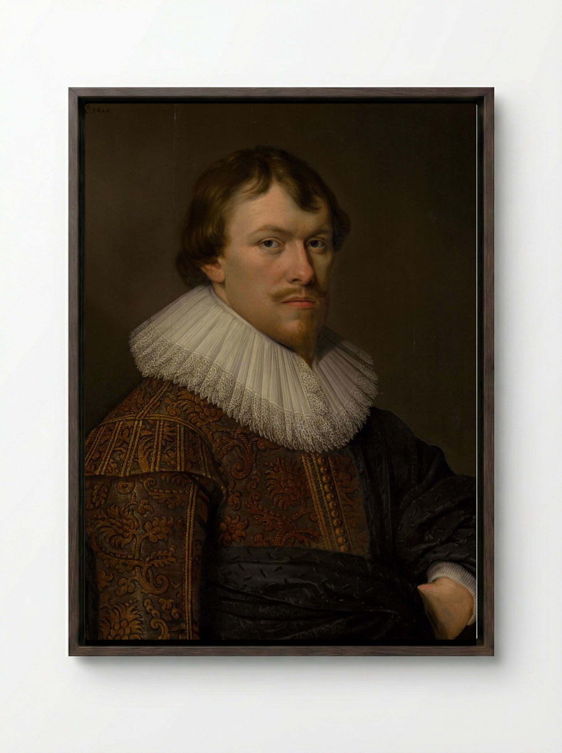 The Portrait of Gerrit Schaep - Frans Hals - Framed Canvas Dark Wood