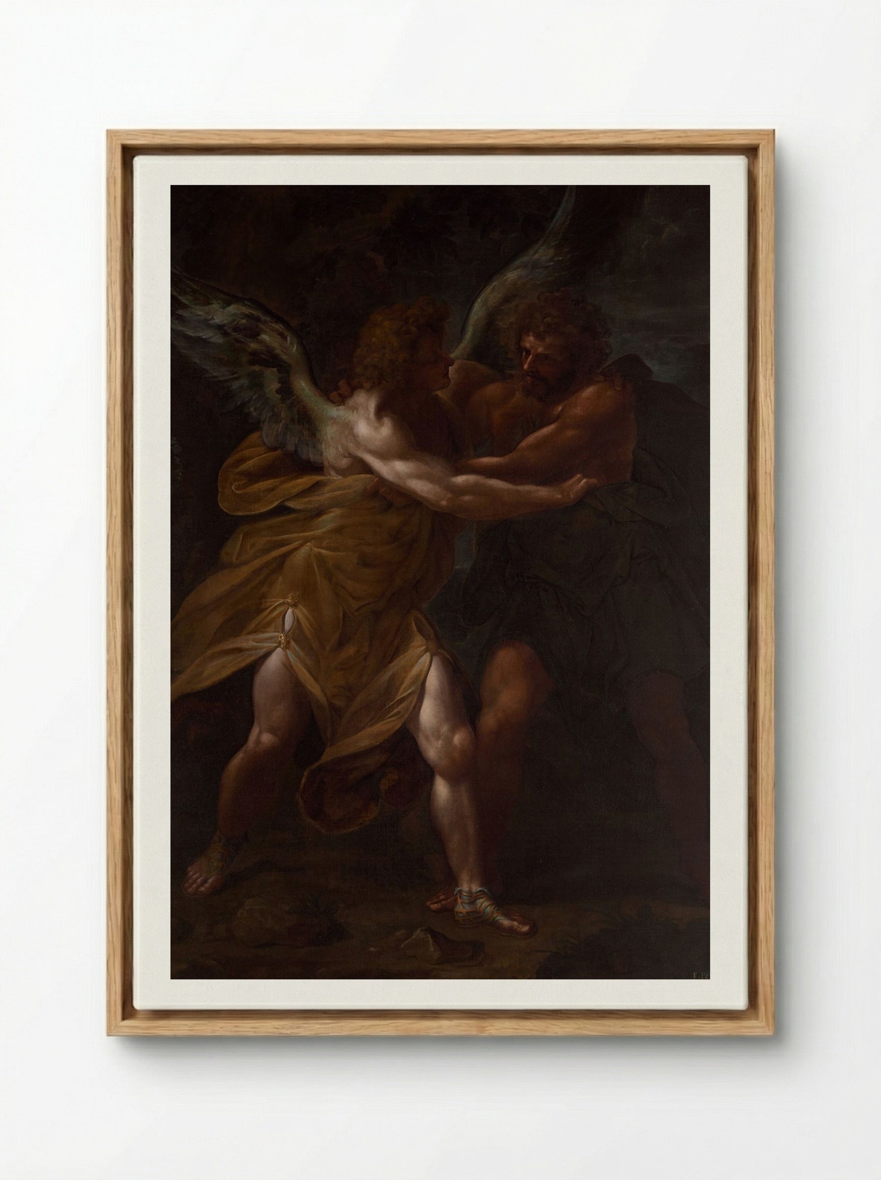 Jacob Wrestling with the Angel - Ferdinand Piloty - Framed Canvas Wood