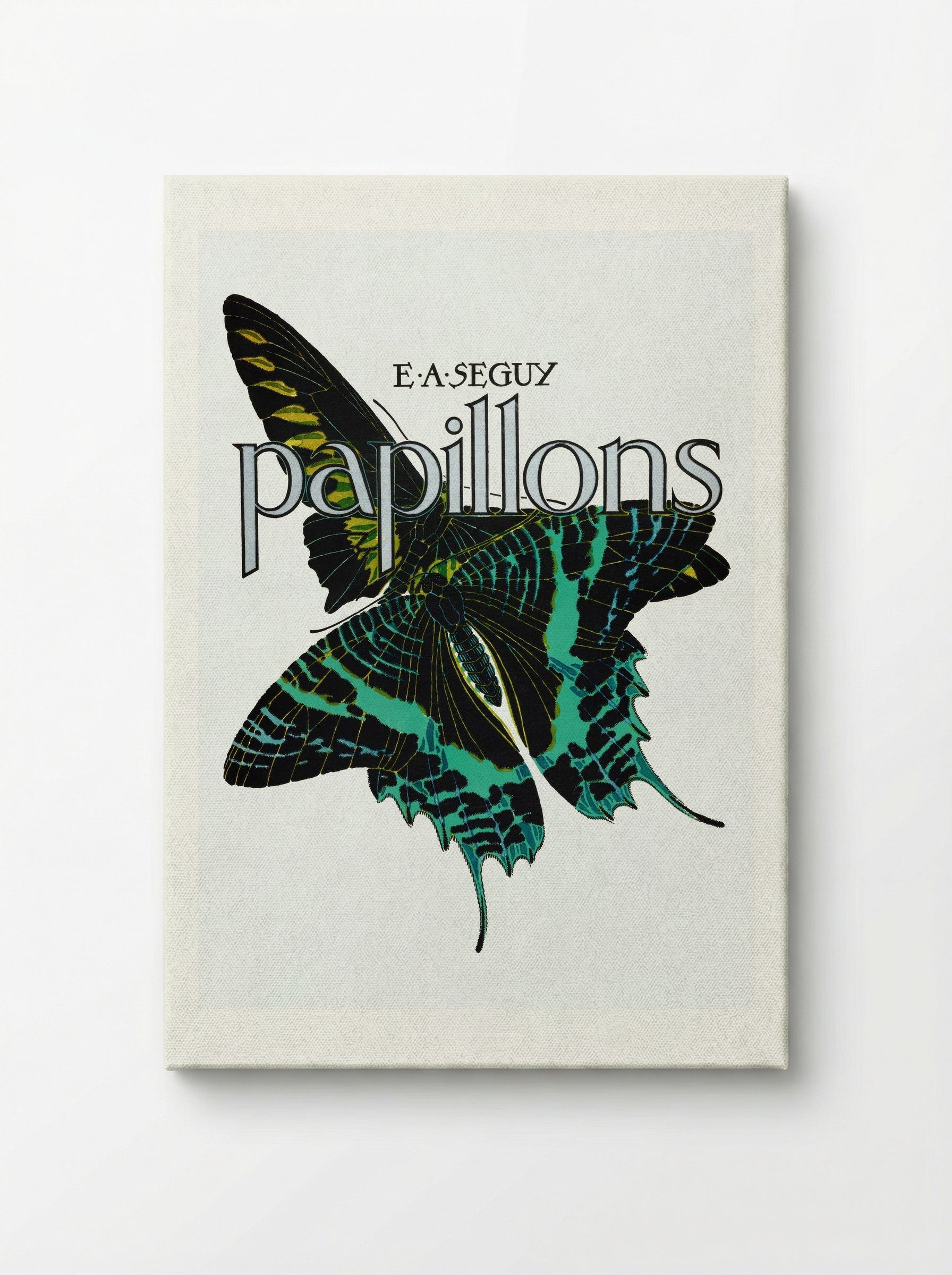 Papillons, Plate No. 1 (Teal and Black Butterfly) - Émile-Allain Séguy - Canvas