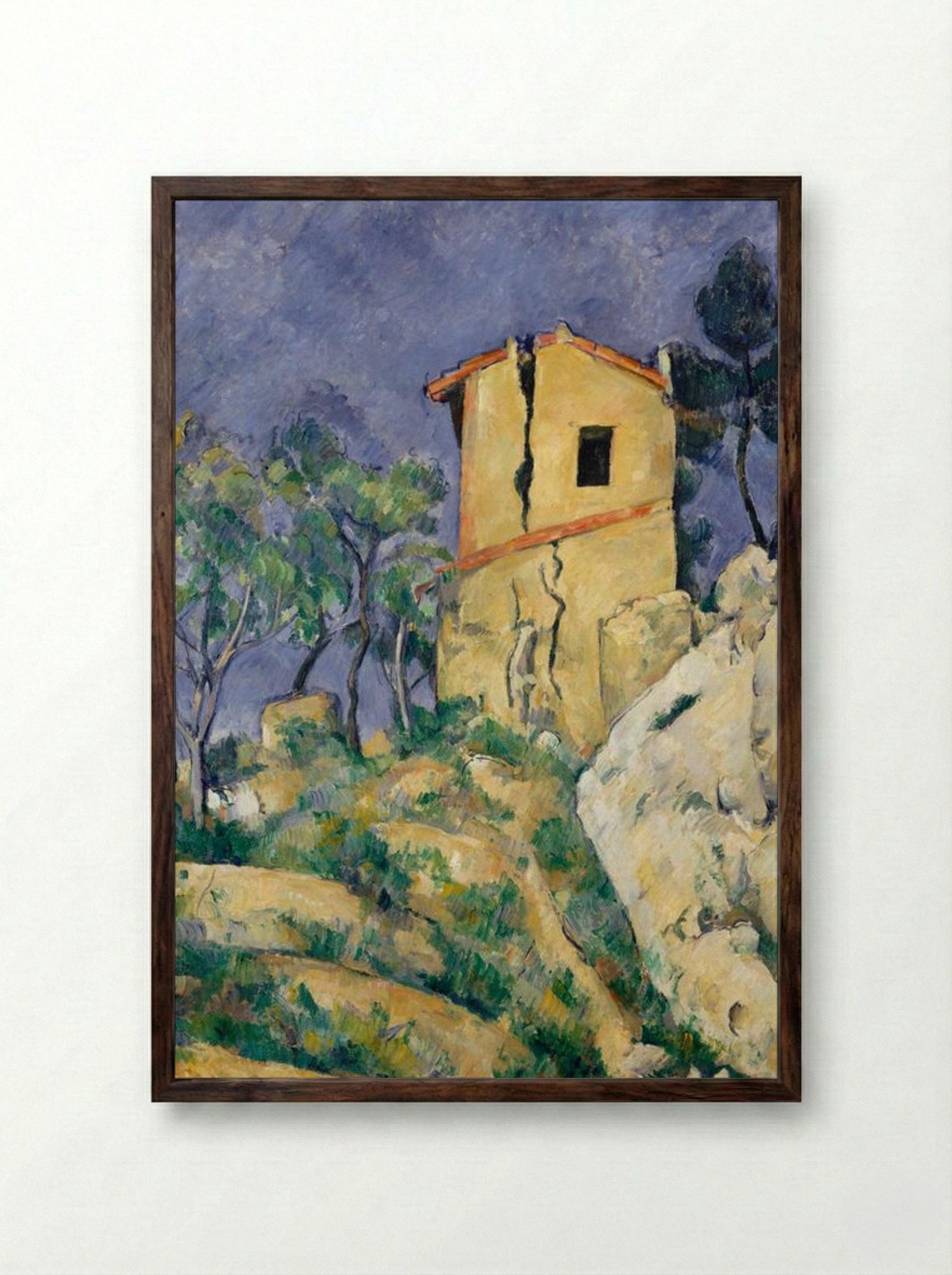 The House with the Cracked Walls - Paul Cézanne - Framed Print Dark Wood