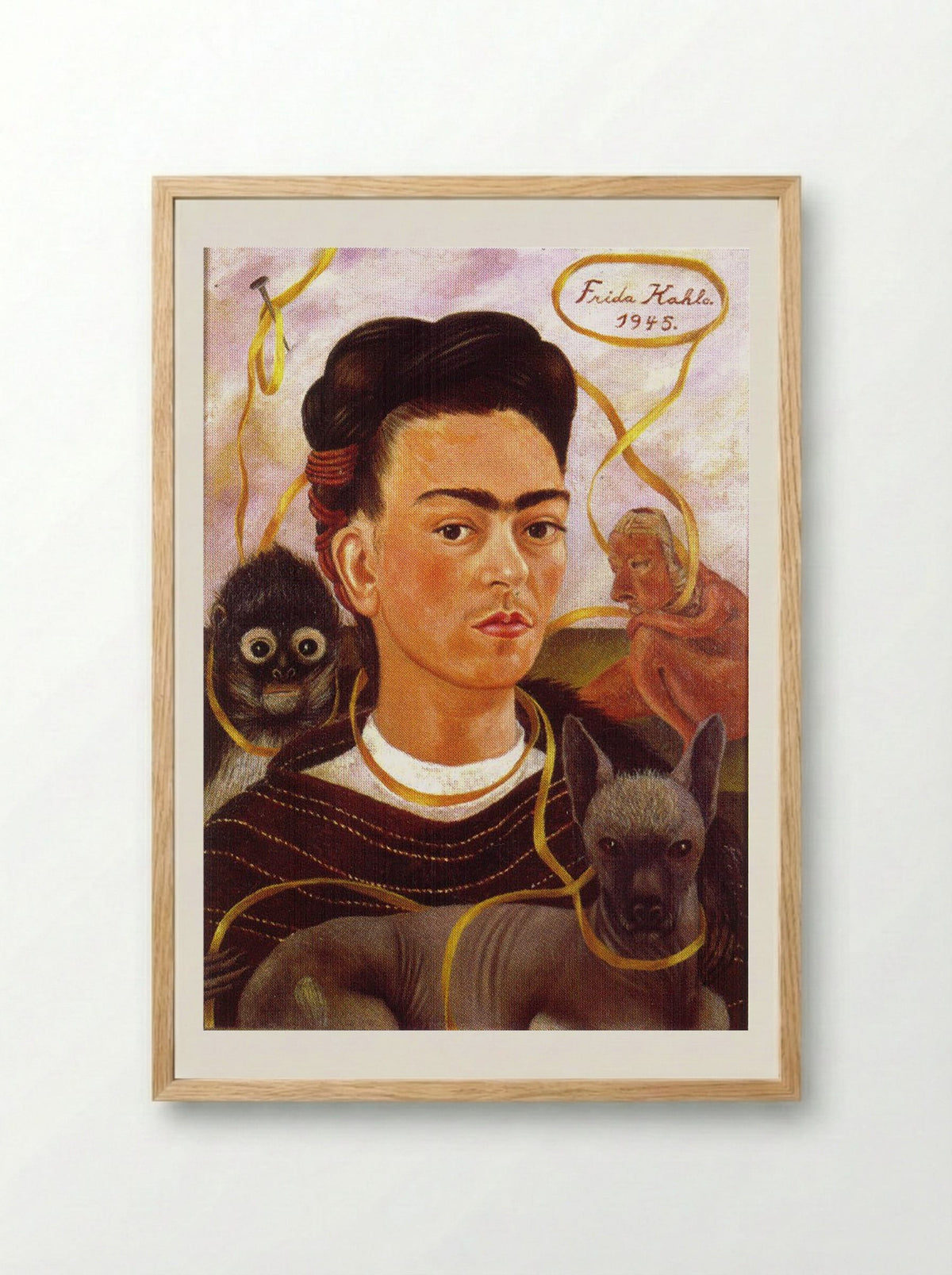 Self-Portrait with Small Monkey - Frida Kahlo - Framed Print Wood