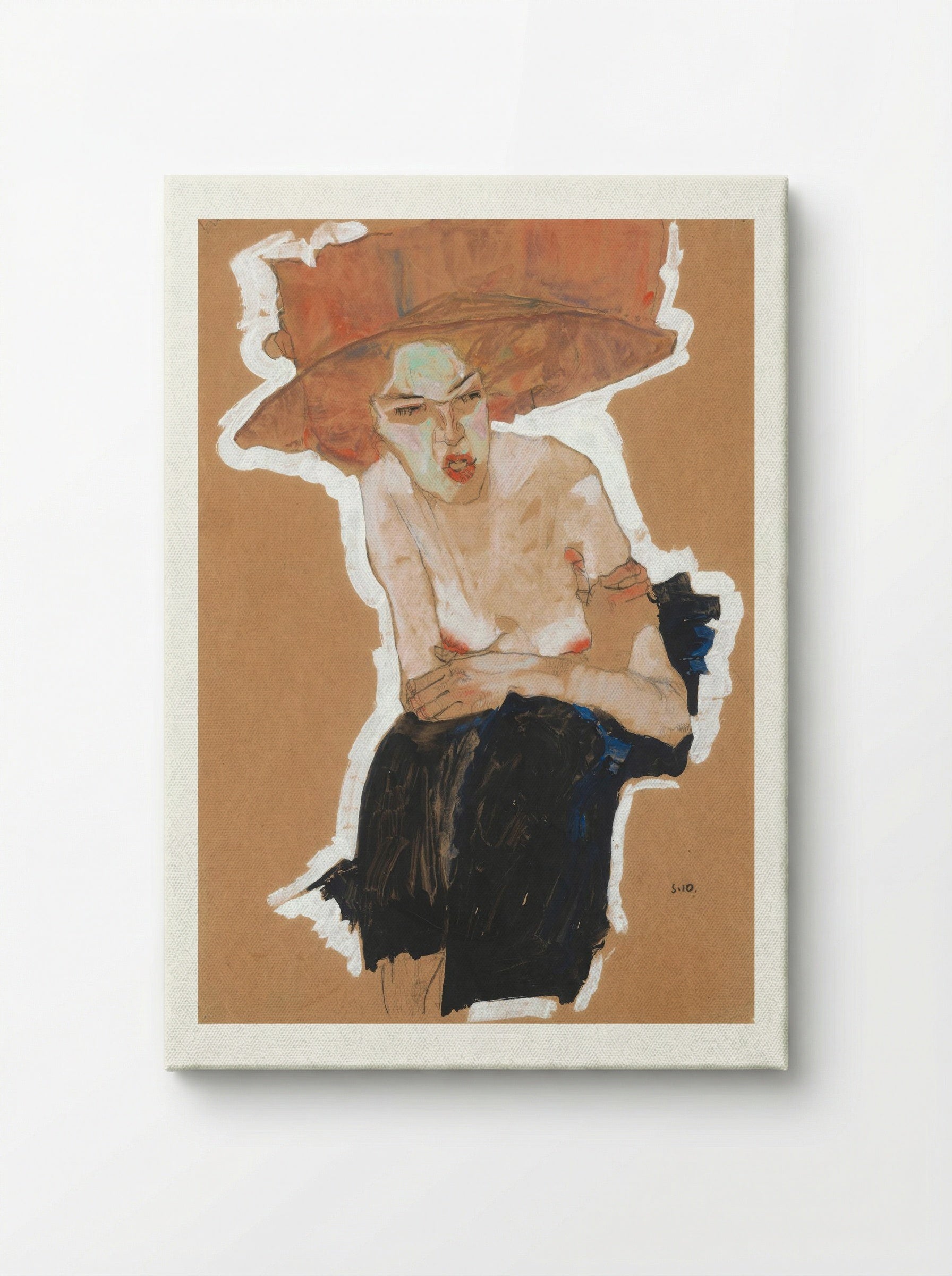 Die Heimische (Woman with Hat) - Egon Schiele - Canvas
