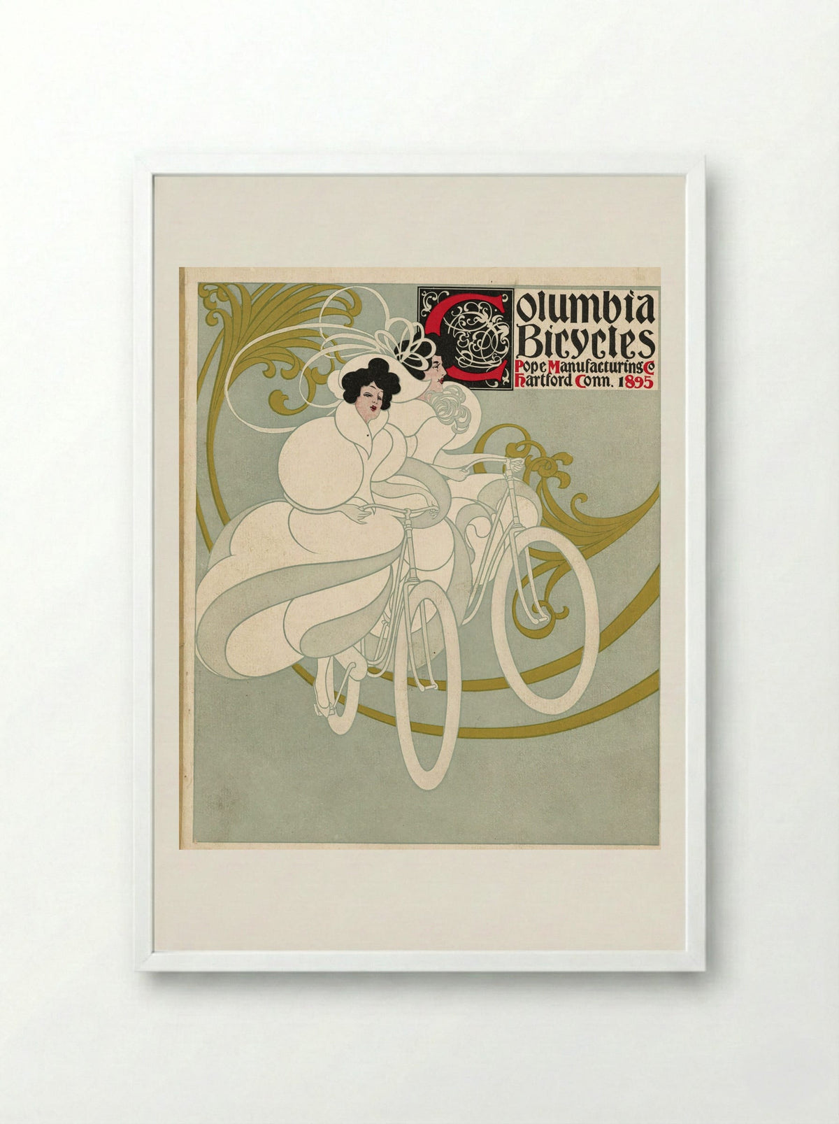 Columbia Bicycles, Pope Manufacturing Co., Hartford, Conn. - Will H. Bradley - Framed Print White
