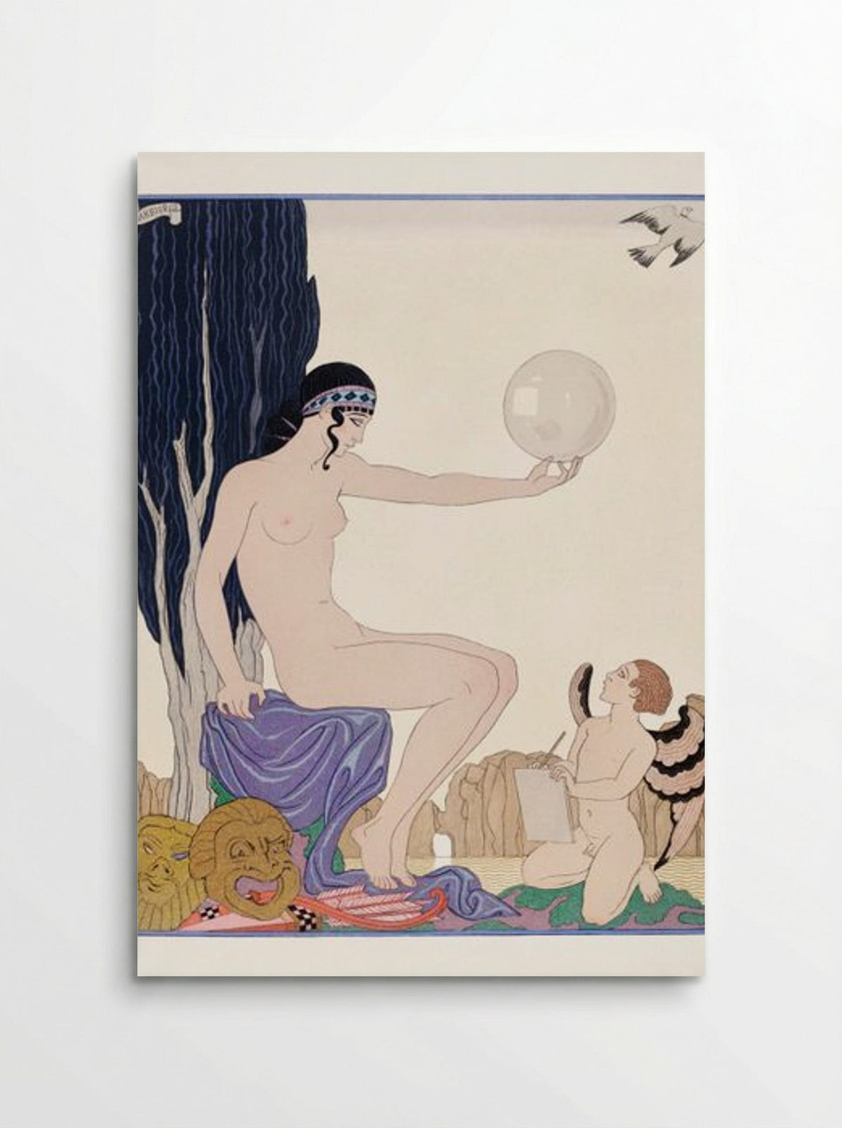 Seated Woman and Cherub - George Barbier - Poster